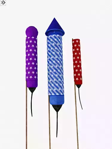 Firework Rockets Low-poly 3D model