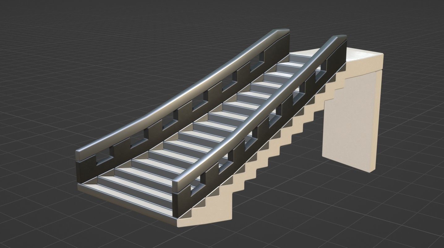 Stairs Low-poly 3D model_1