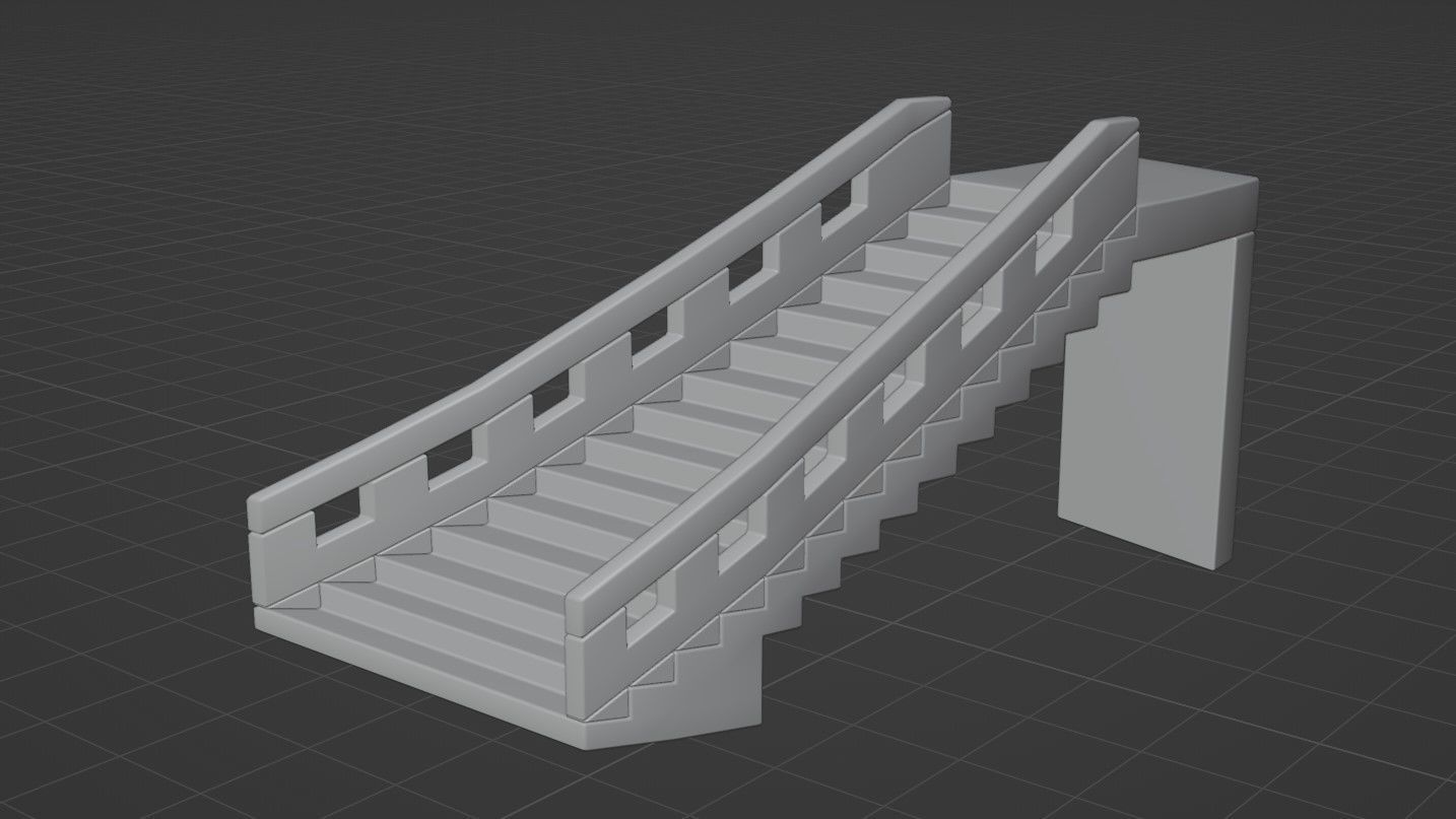 Stairs Low-poly 3D model_3