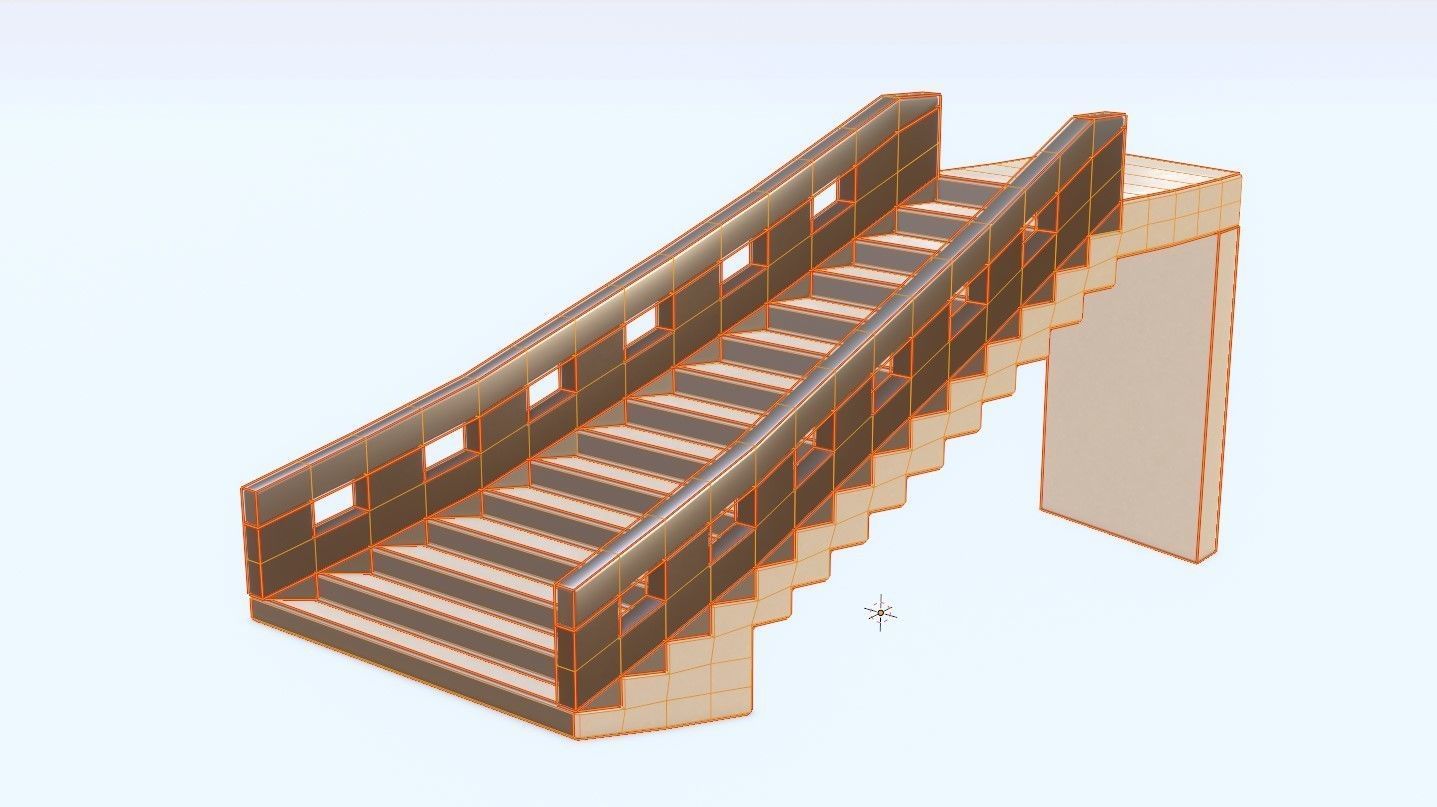Stairs Low-poly 3D model_2