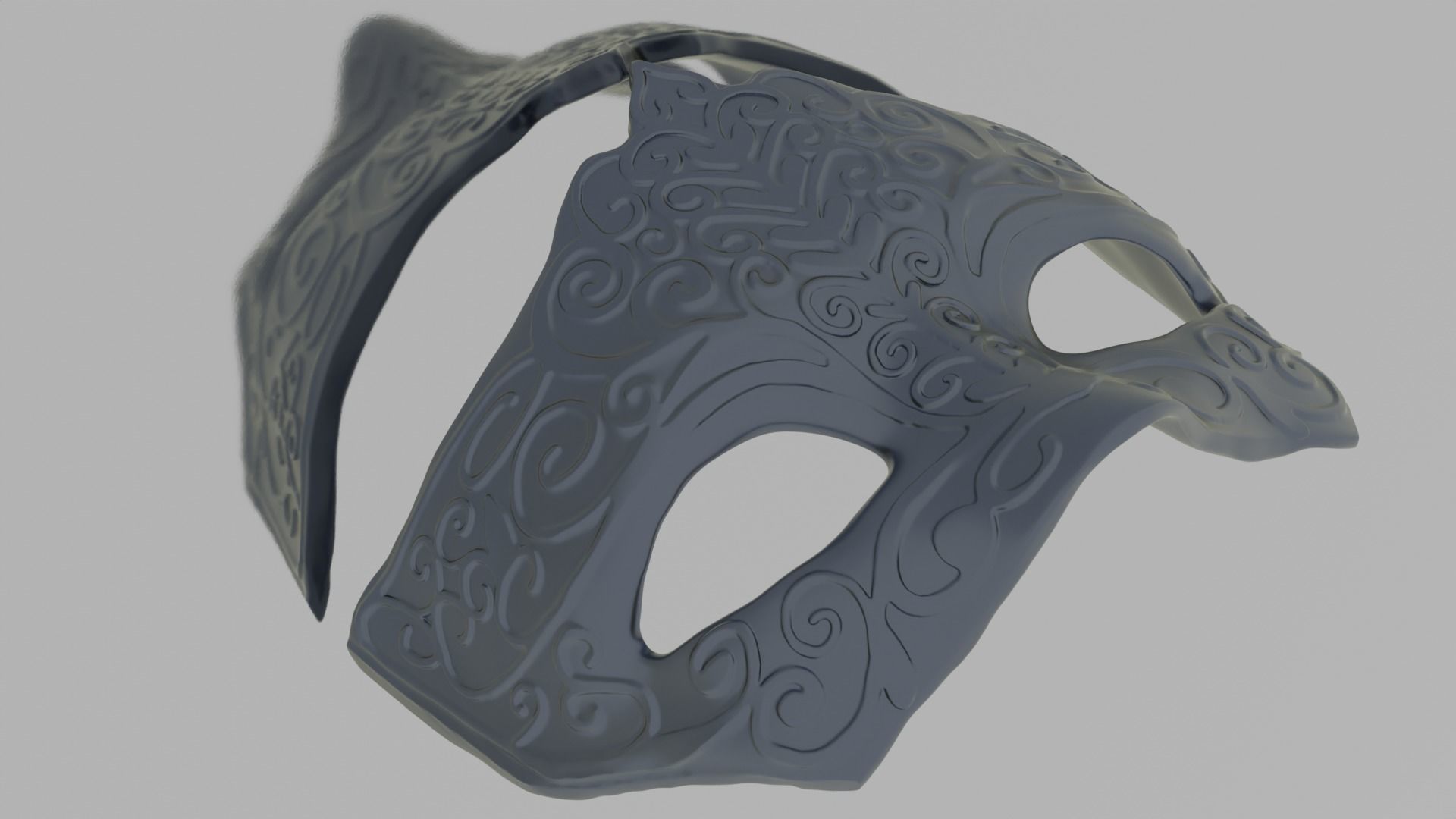Masquerade Mask on Stick 3D print model_1
