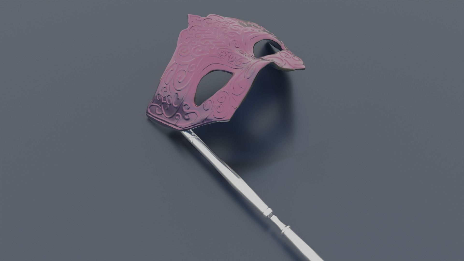 Masquerade Mask on Stick 3D print model_7