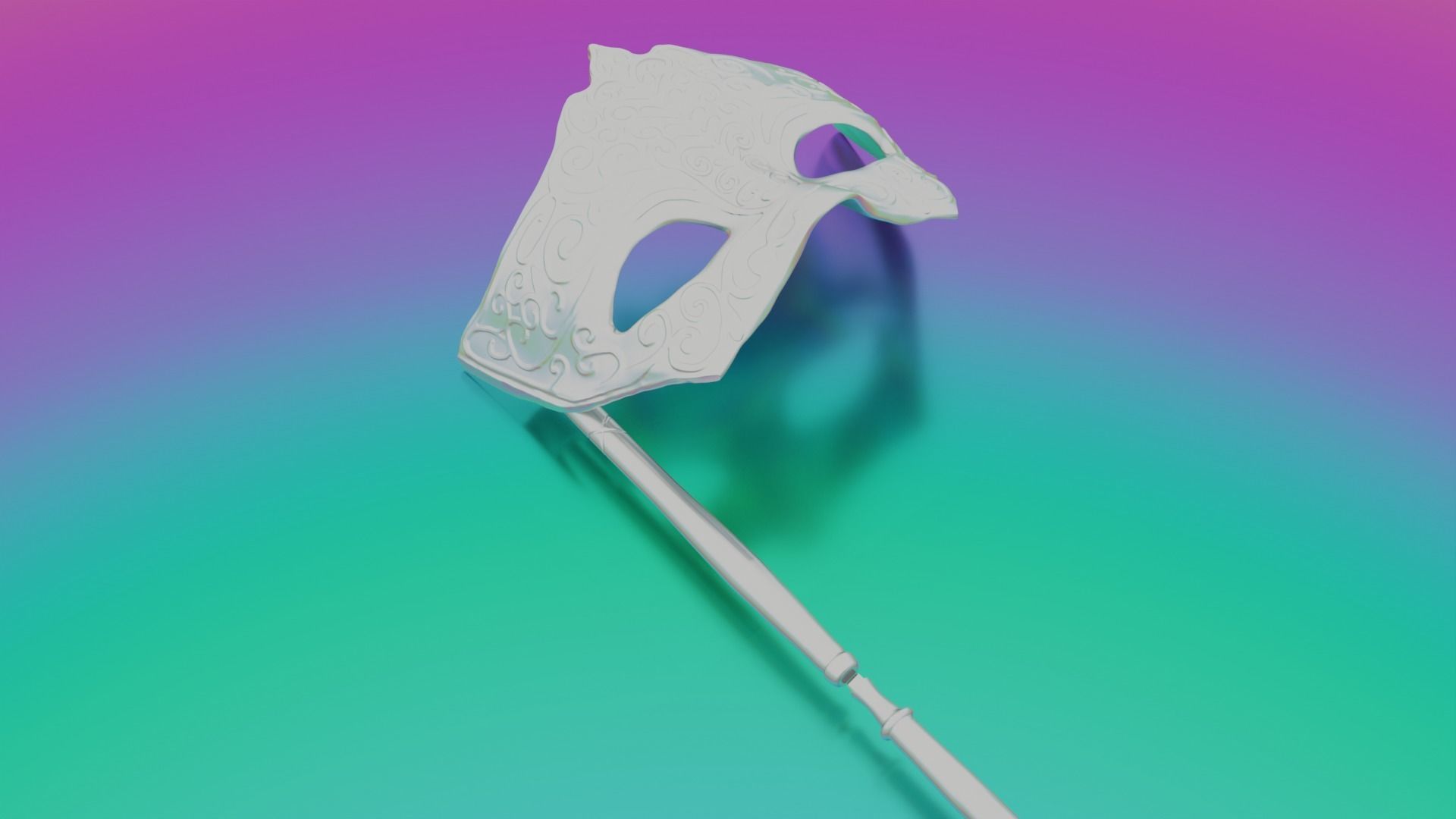 Masquerade Mask on Stick 3D print model_6