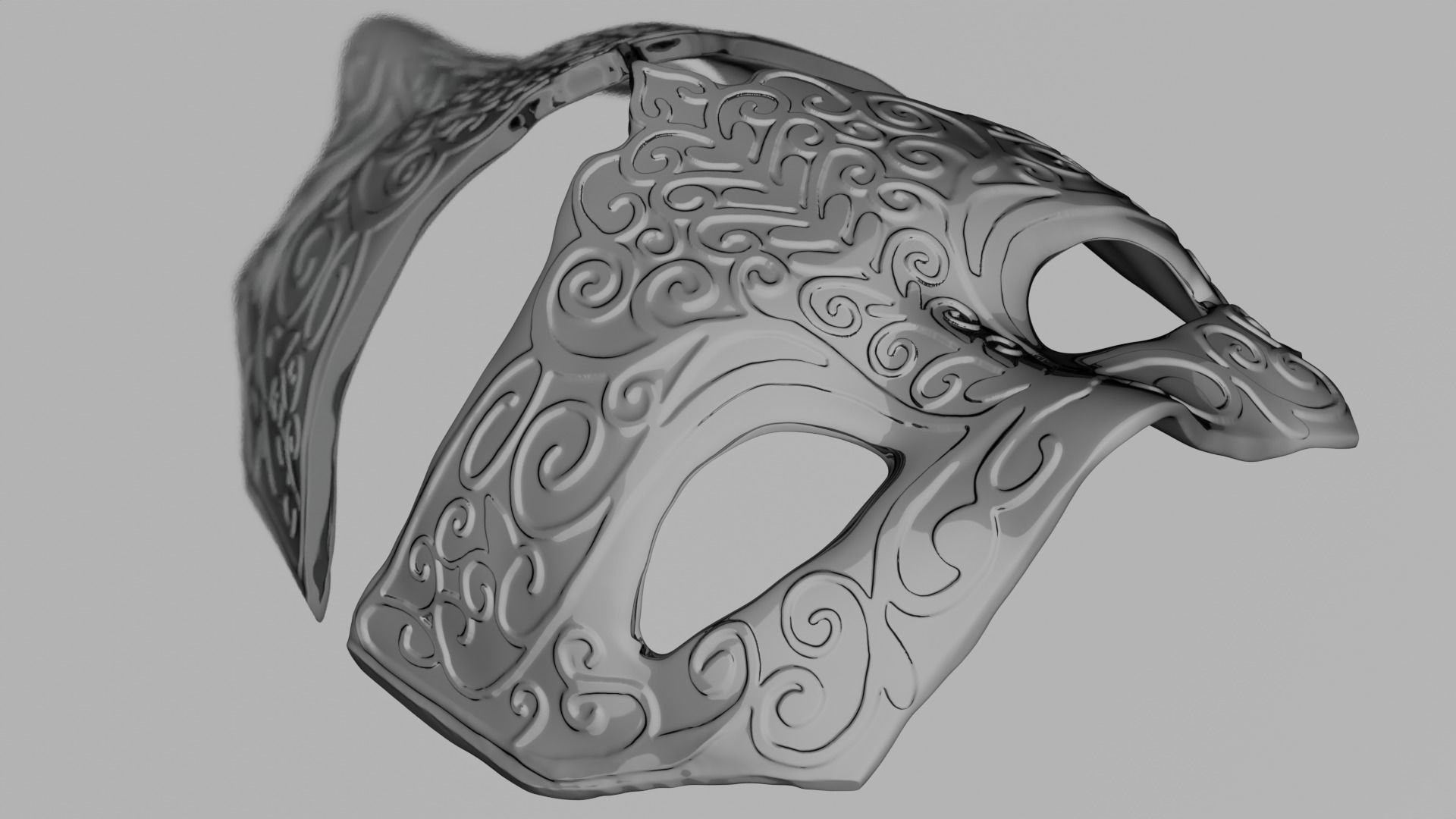 Masquerade Mask on Stick 3D print model_2