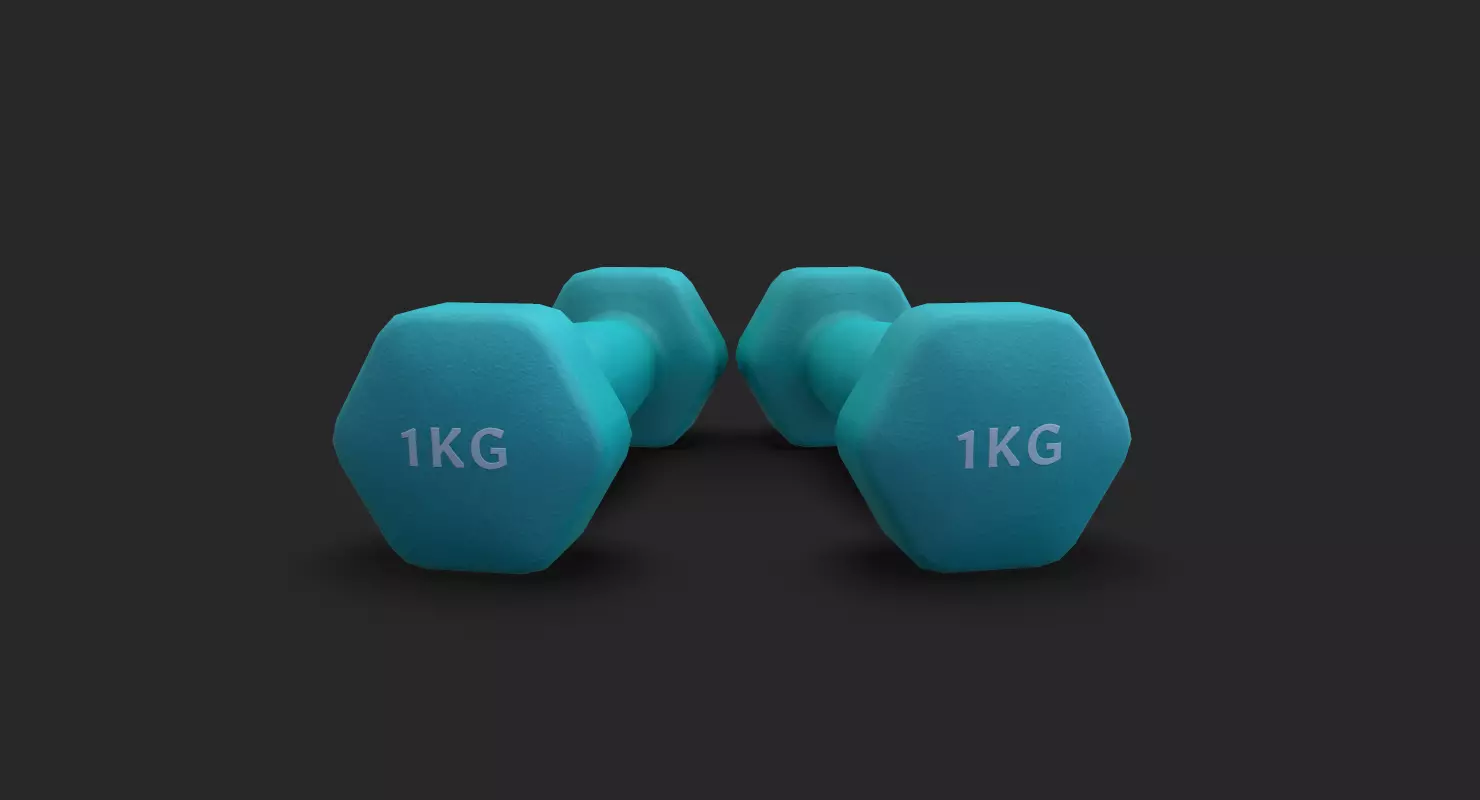 Dumbbell hexagonal 1kg 2lb Low-poly 3D model