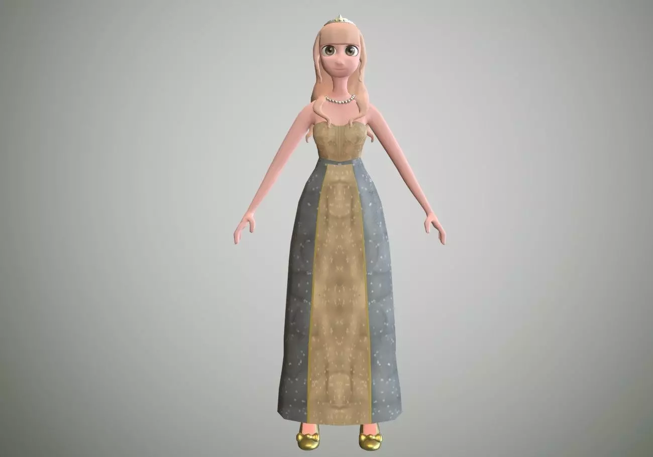 blond princess girl Low-poly 3D model