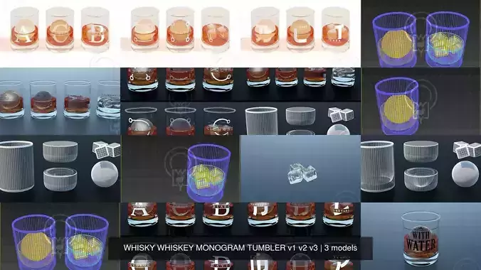 WHISKY WHISKEY MONOGRAM TUMBLER v1 v2 v3