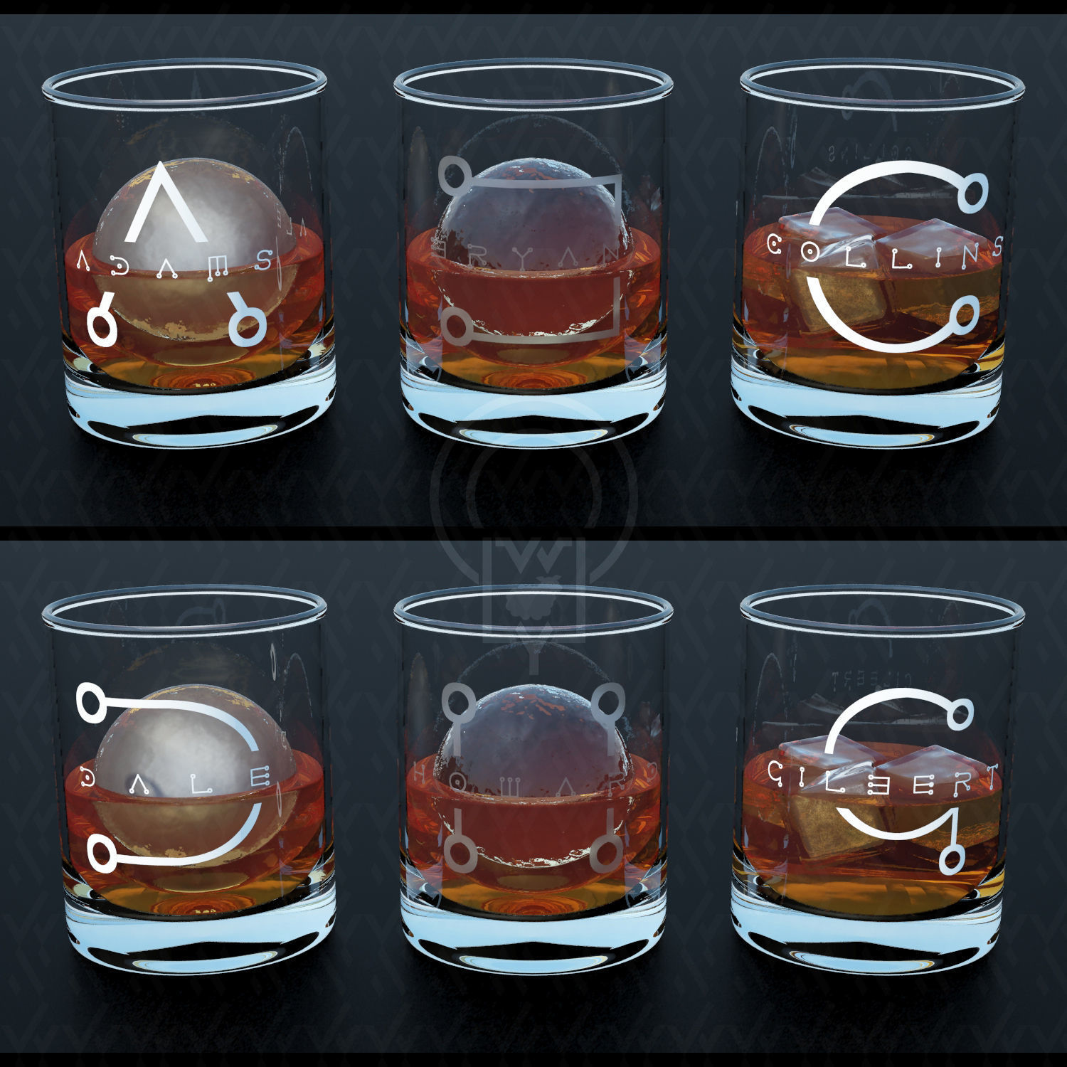 WHISKY WHISKEY MONOGRAM TUMBLER v1 v2 v3 3D Model Collection_19