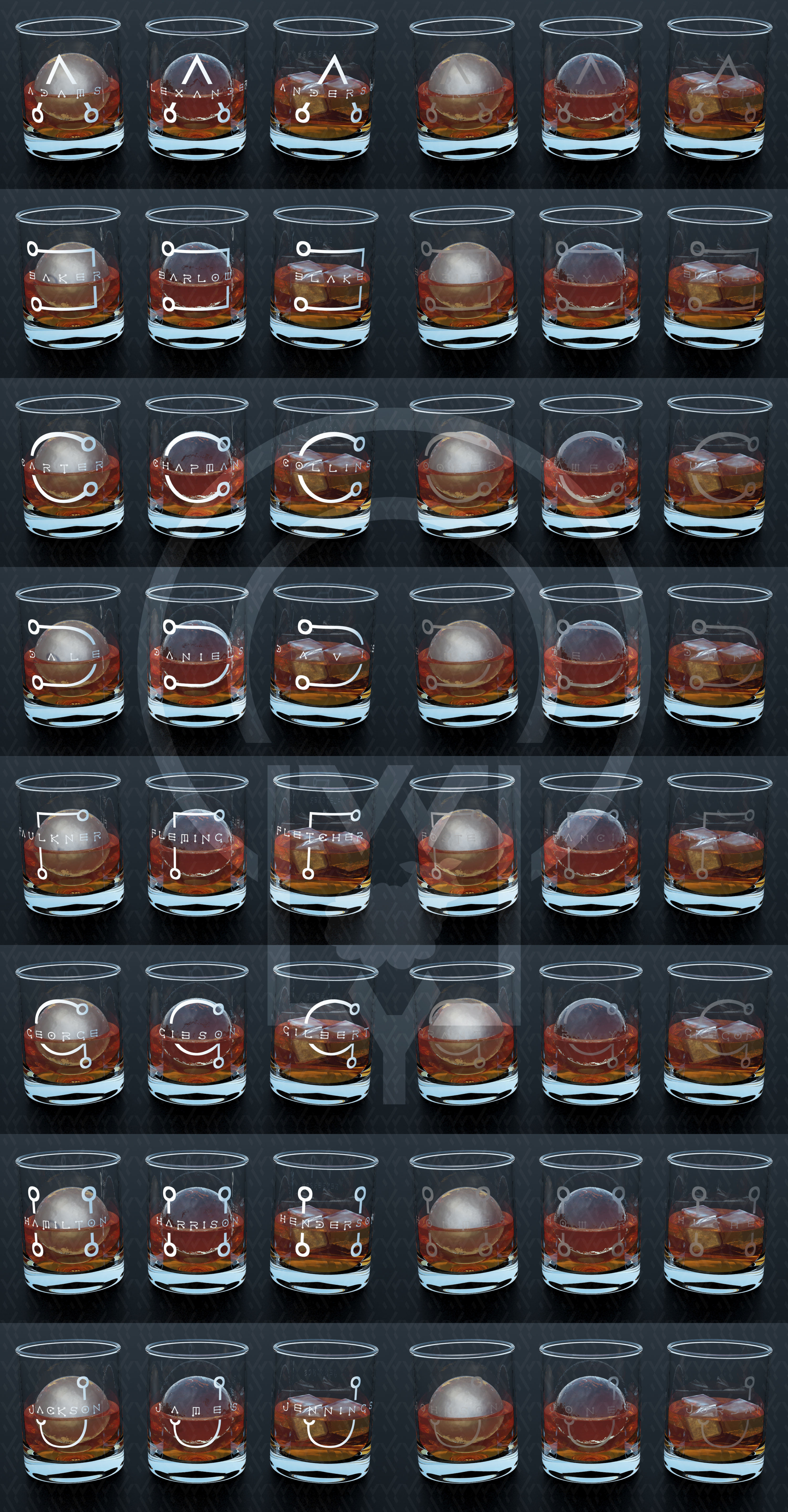 WHISKY WHISKEY MONOGRAM TUMBLER v1 v2 v3 3D Model Collection_28