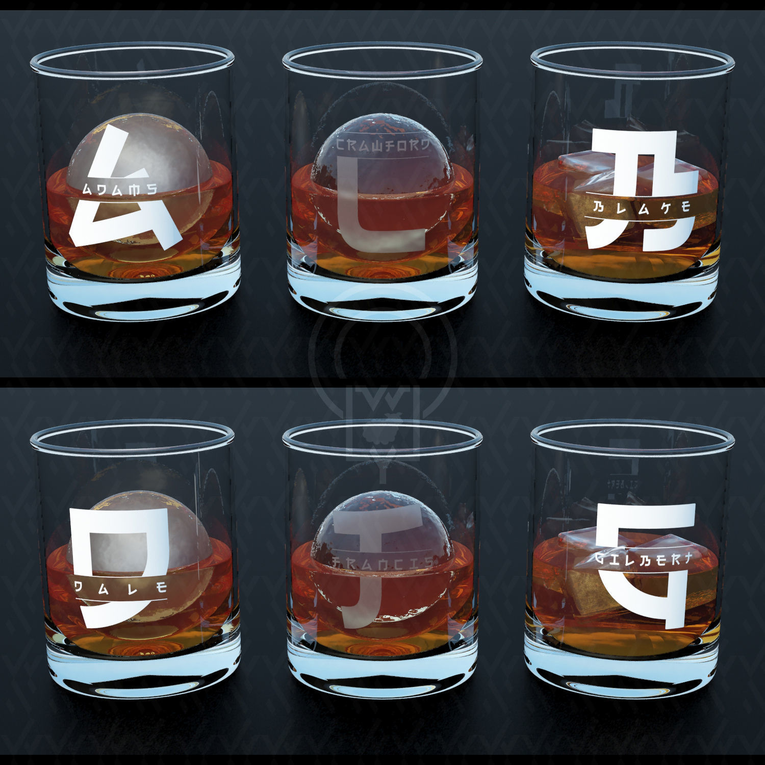 WHISKY WHISKEY MONOGRAM TUMBLER v1 v2 v3 3D Model Collection_15