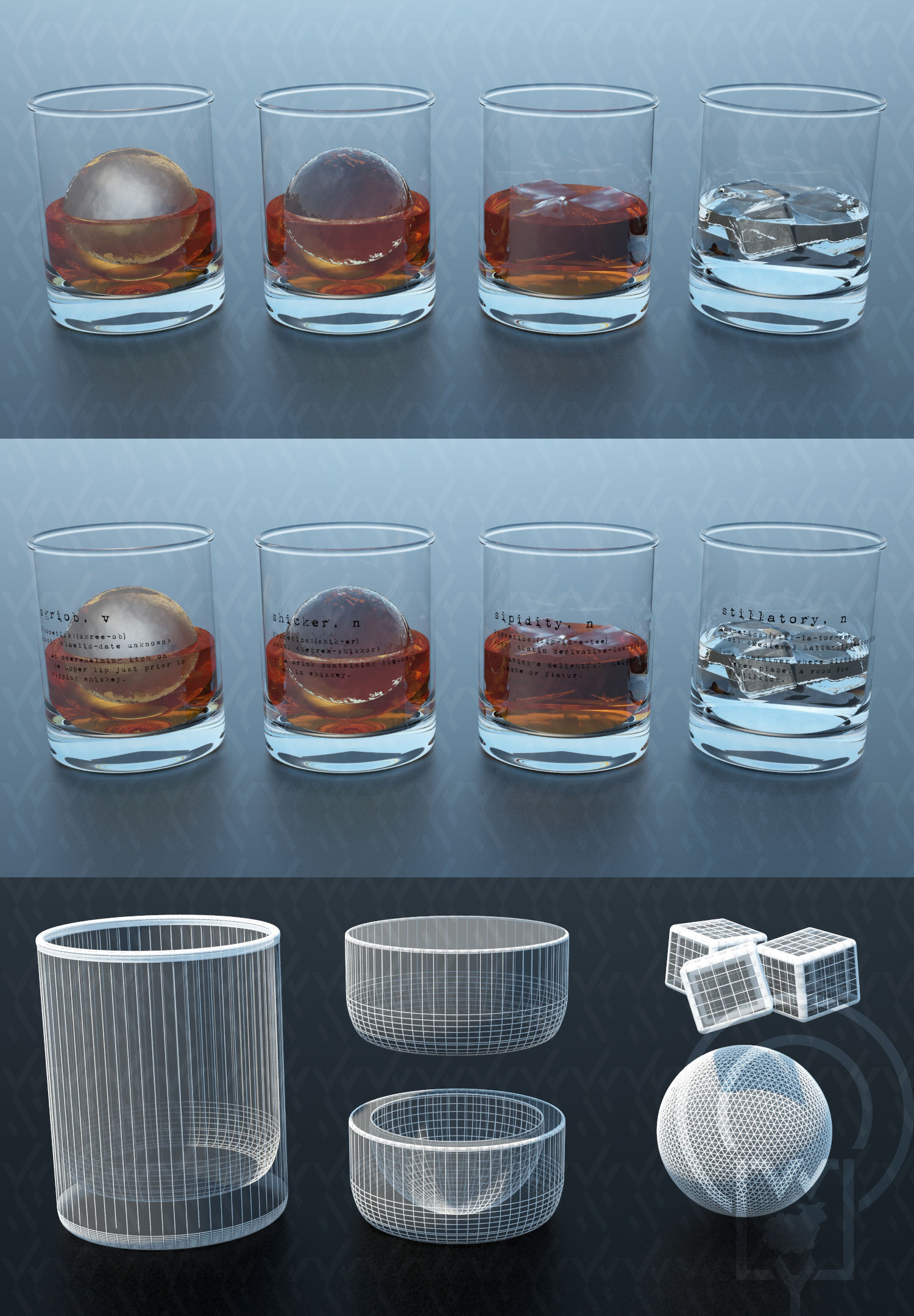 WHISKY WHISKEY MONOGRAM TUMBLER v1 v2 v3 3D Model Collection_25