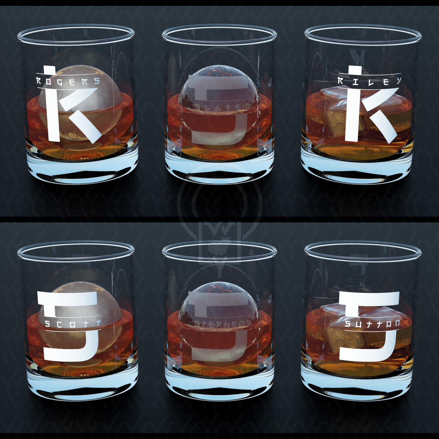 WHISKY WHISKEY MONOGRAM TUMBLER v1 v2 v3 3D Model Collection_17