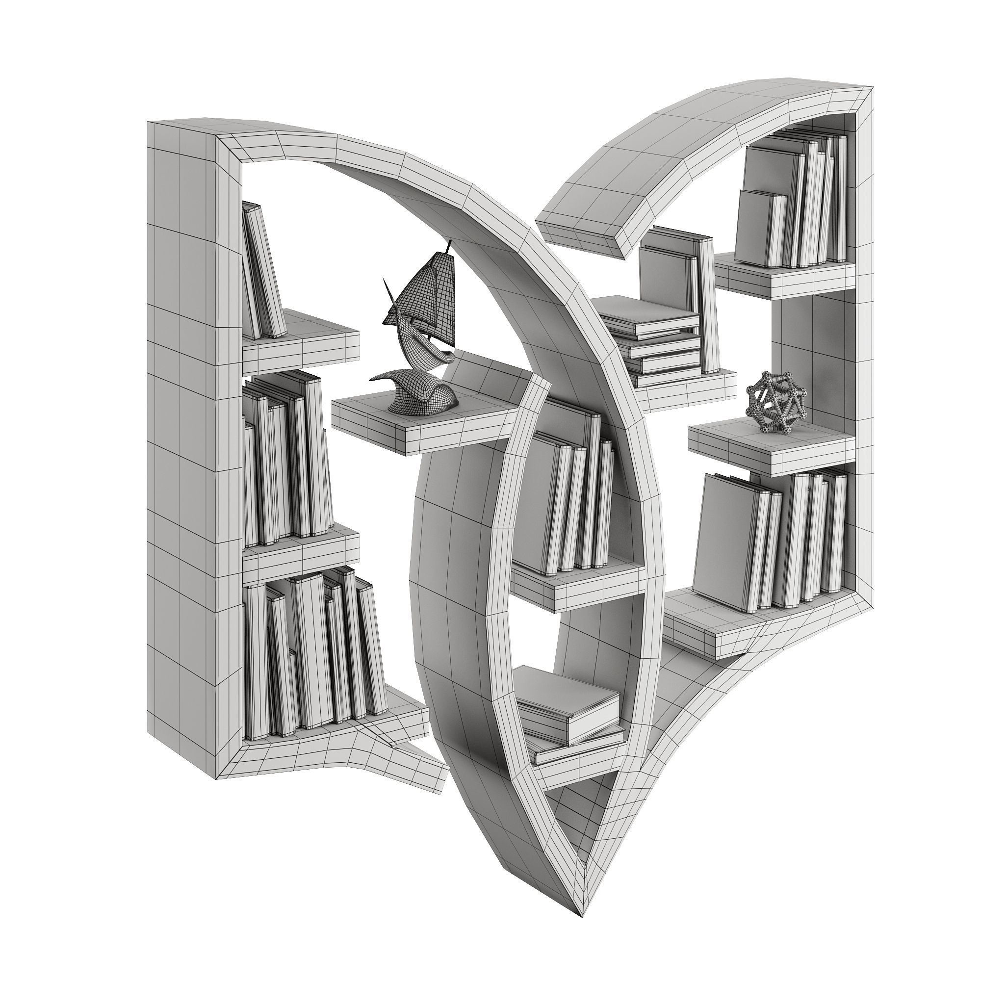 Amazing Bookshelf Low-poly 3D model_7