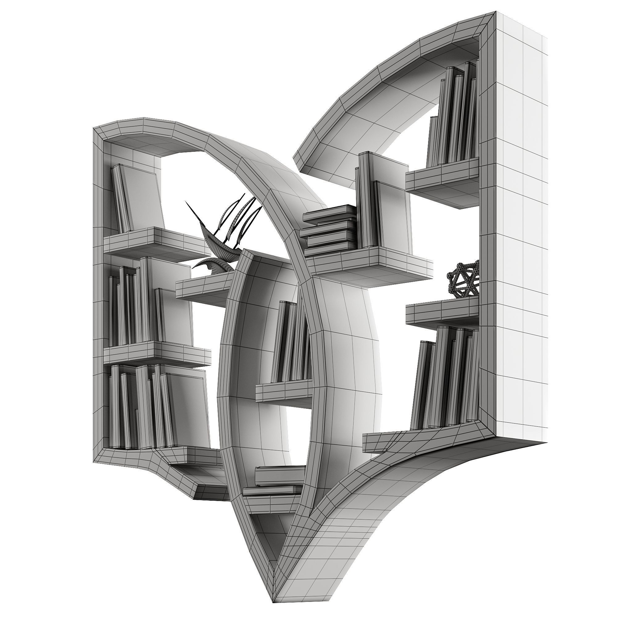 Amazing Bookshelf Low-poly 3D model_9
