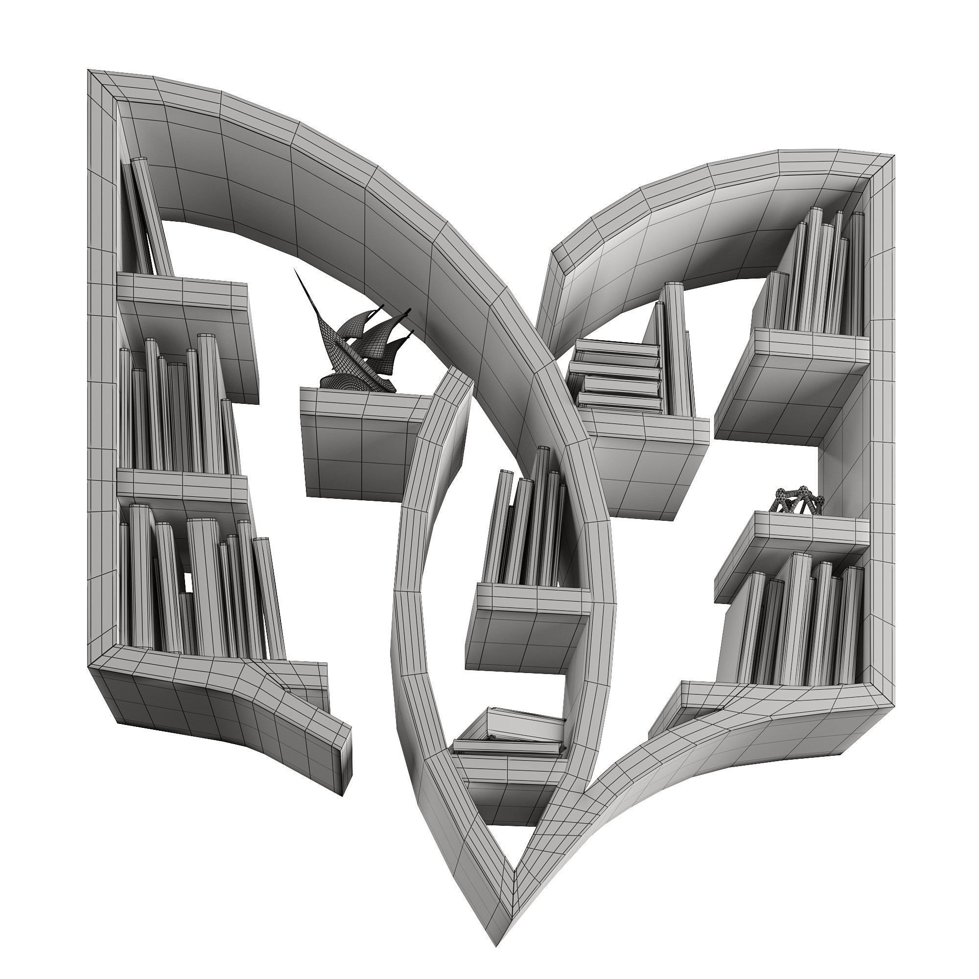 Amazing Bookshelf Low-poly 3D model_8