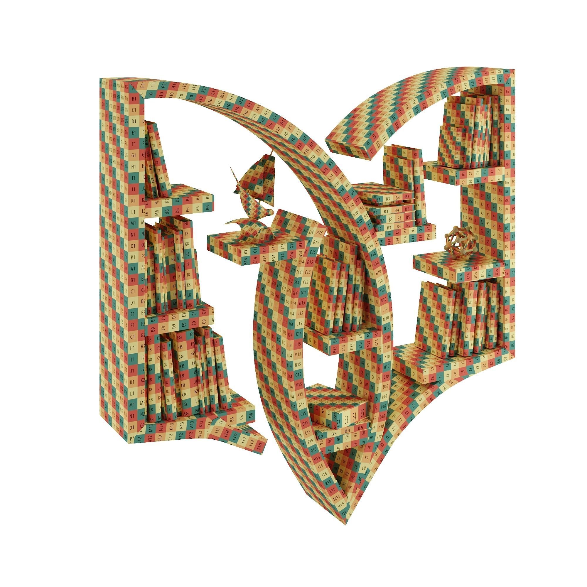 Amazing Bookshelf Low-poly 3D model_6