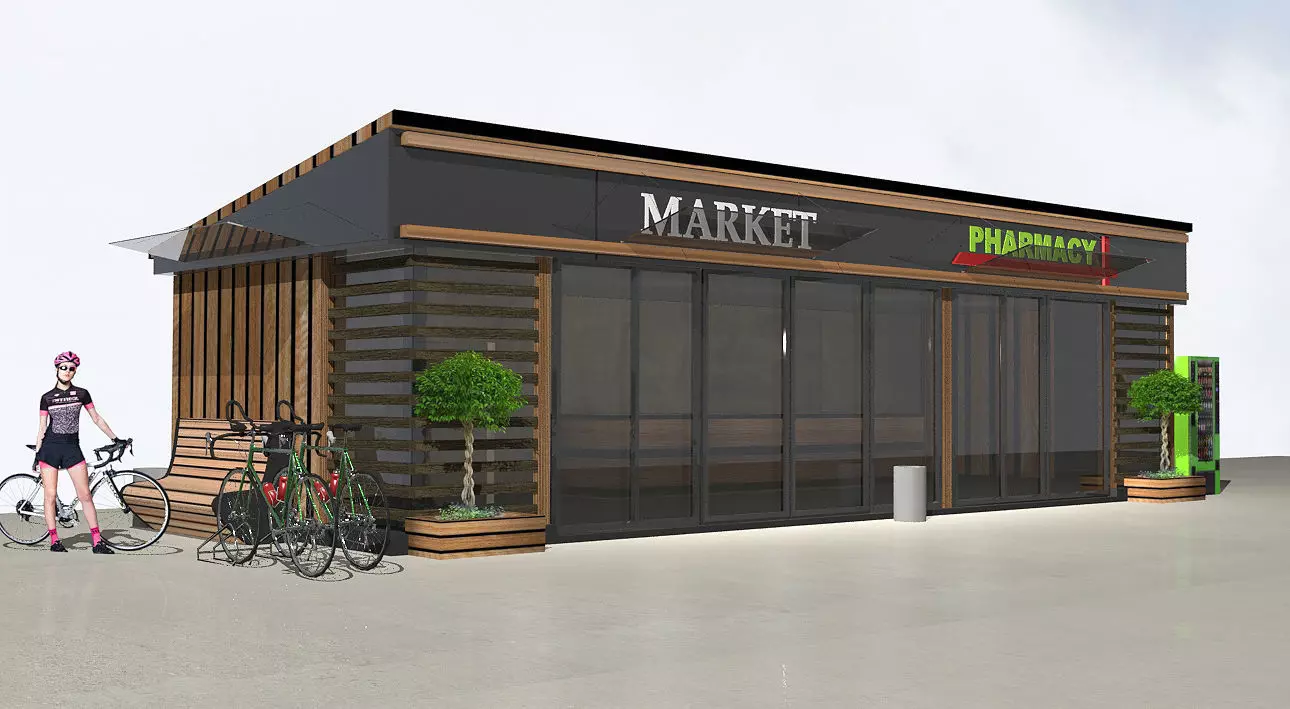 Barnhouse mini market Low-poly 3D model_0