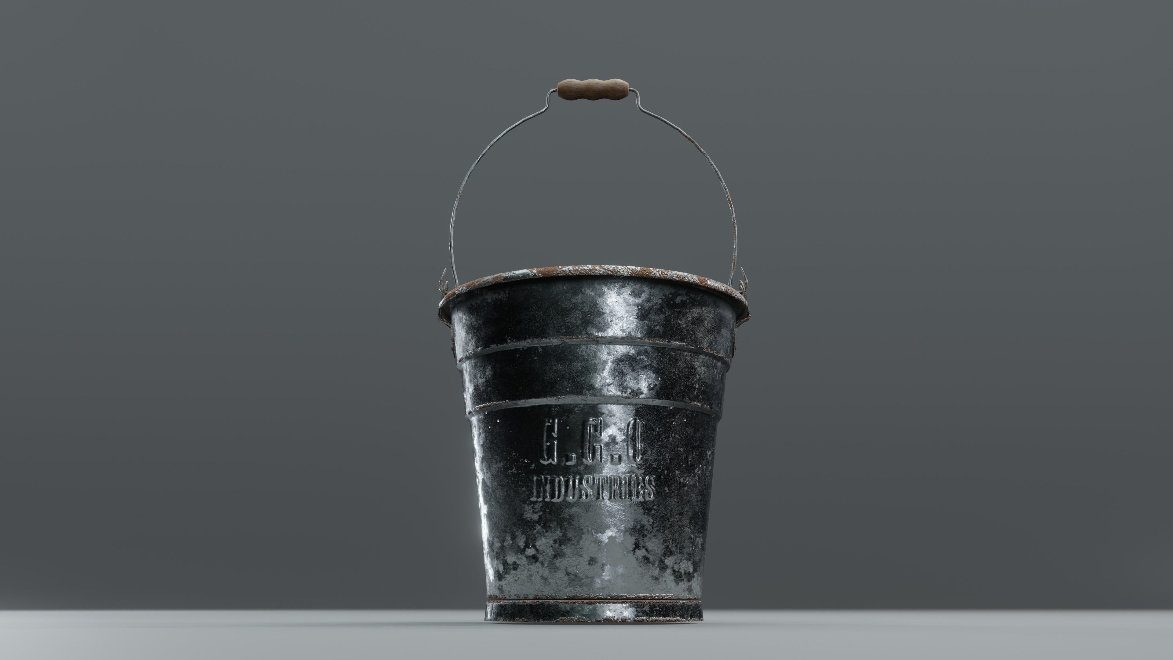 Aluminium Bucket Low-poly 3D model_2