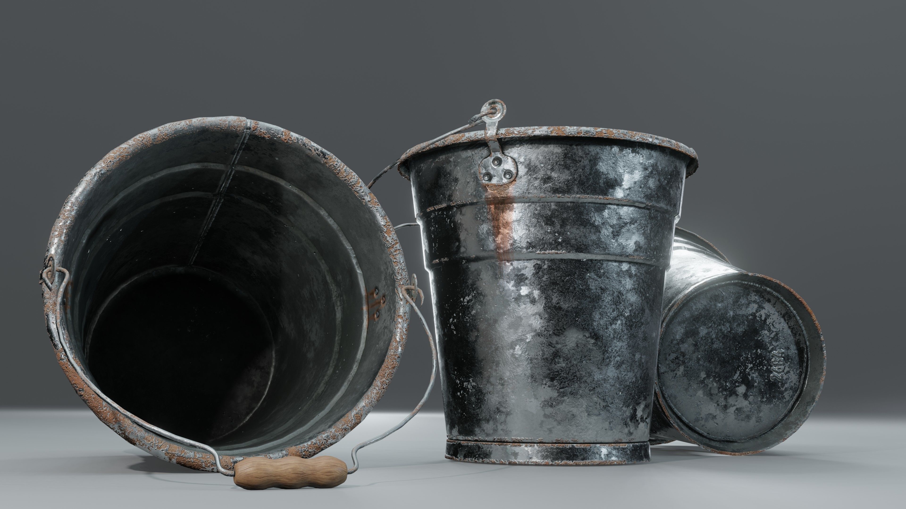 Aluminium Bucket Low-poly 3D model_5