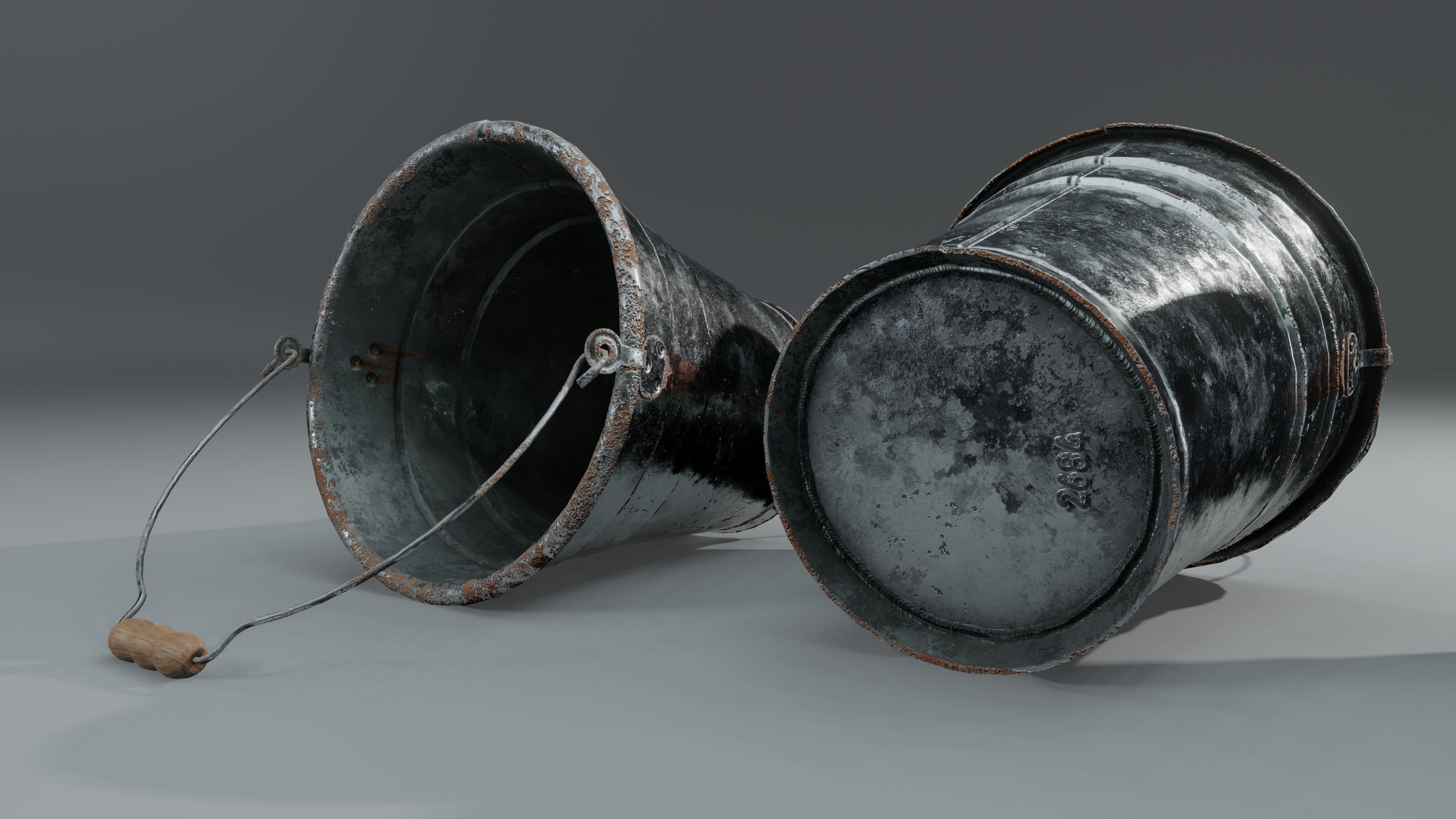 Aluminium Bucket Low-poly 3D model_3
