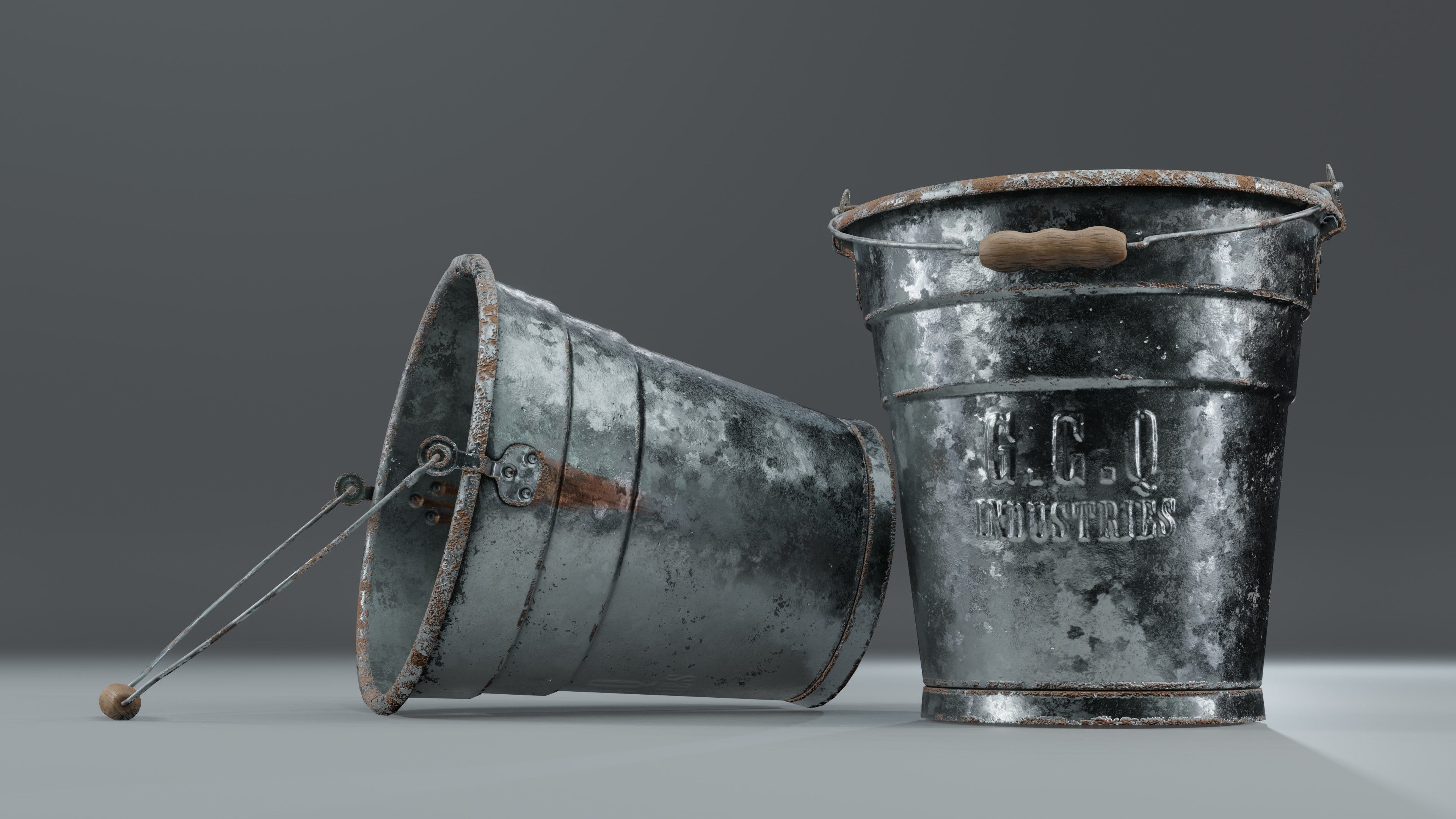 Aluminium Bucket Low-poly 3D model_6