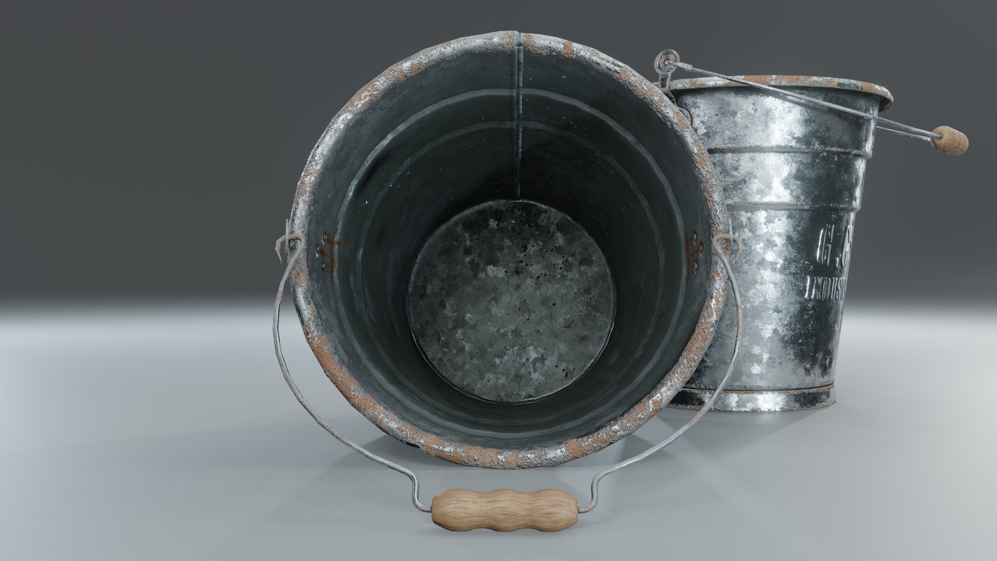 Aluminium Bucket Low-poly 3D model_4