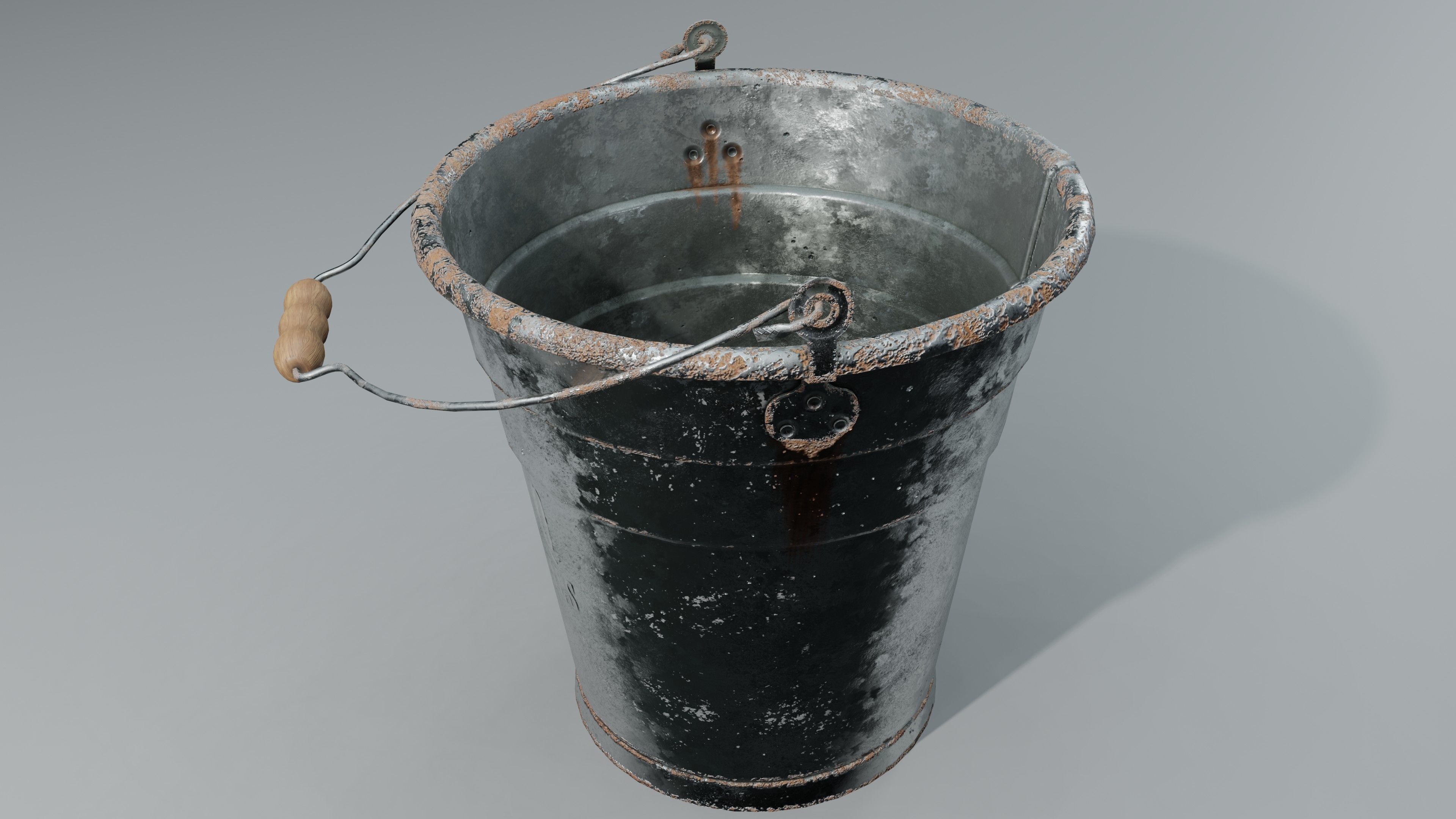 Aluminium Bucket Low-poly 3D model_10