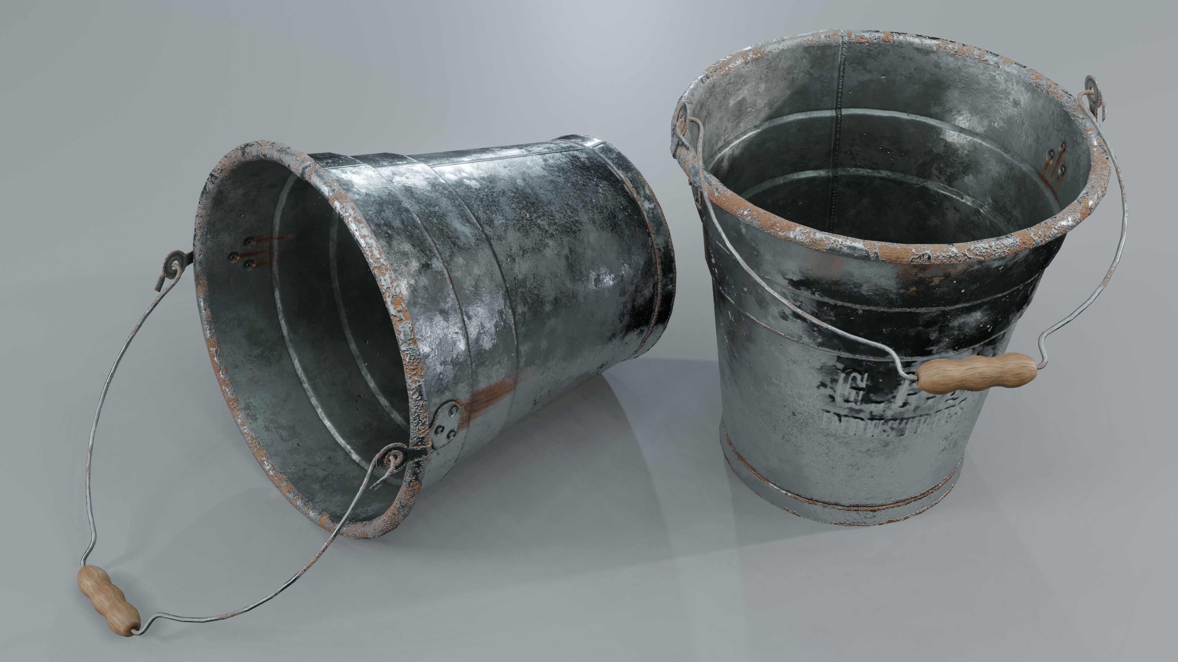Aluminium Bucket Low-poly 3D model_8
