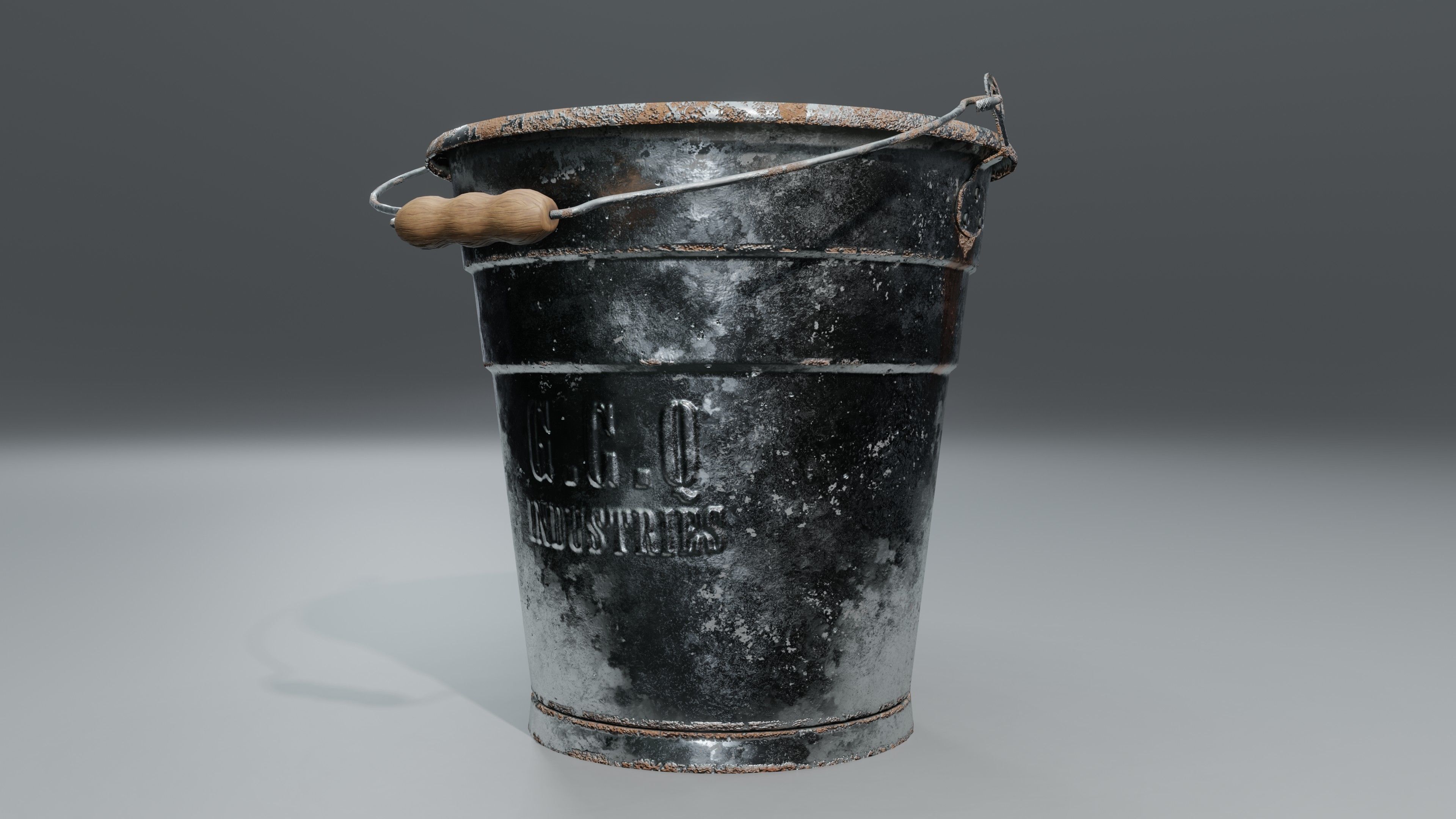 Aluminium Bucket Low-poly 3D model_14