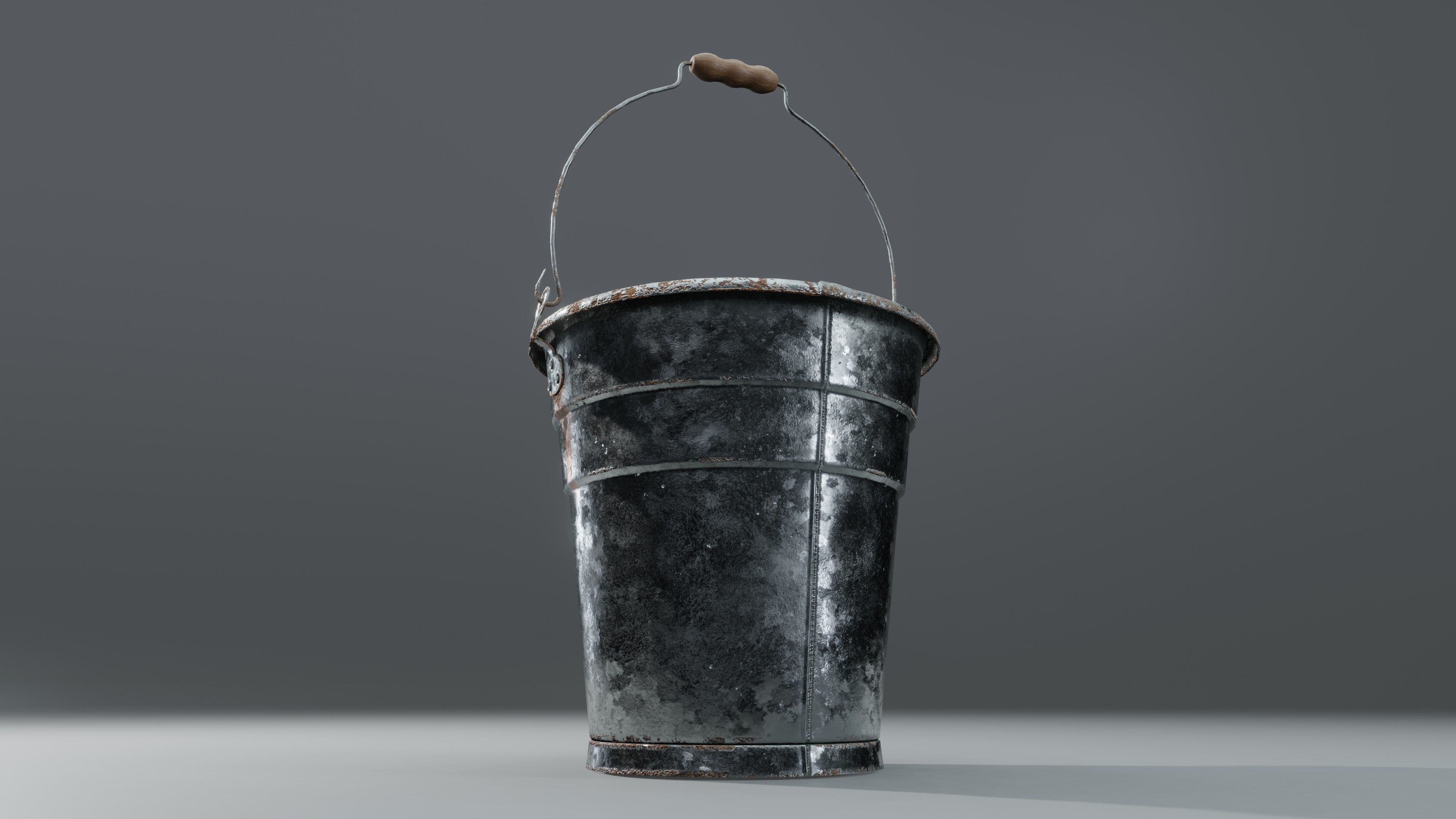 Aluminium Bucket Low-poly 3D model_19