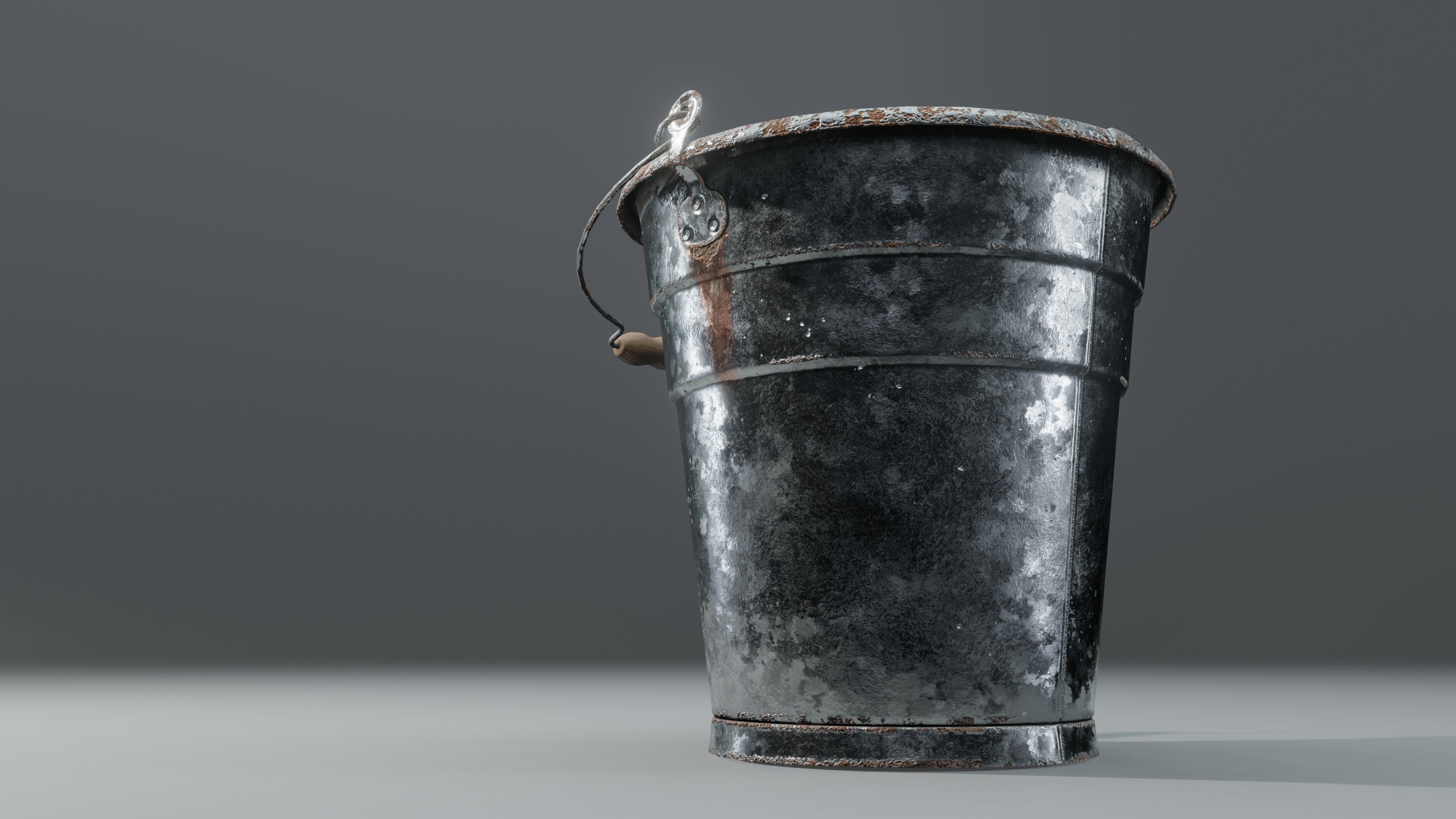 Aluminium Bucket Low-poly 3D model_9