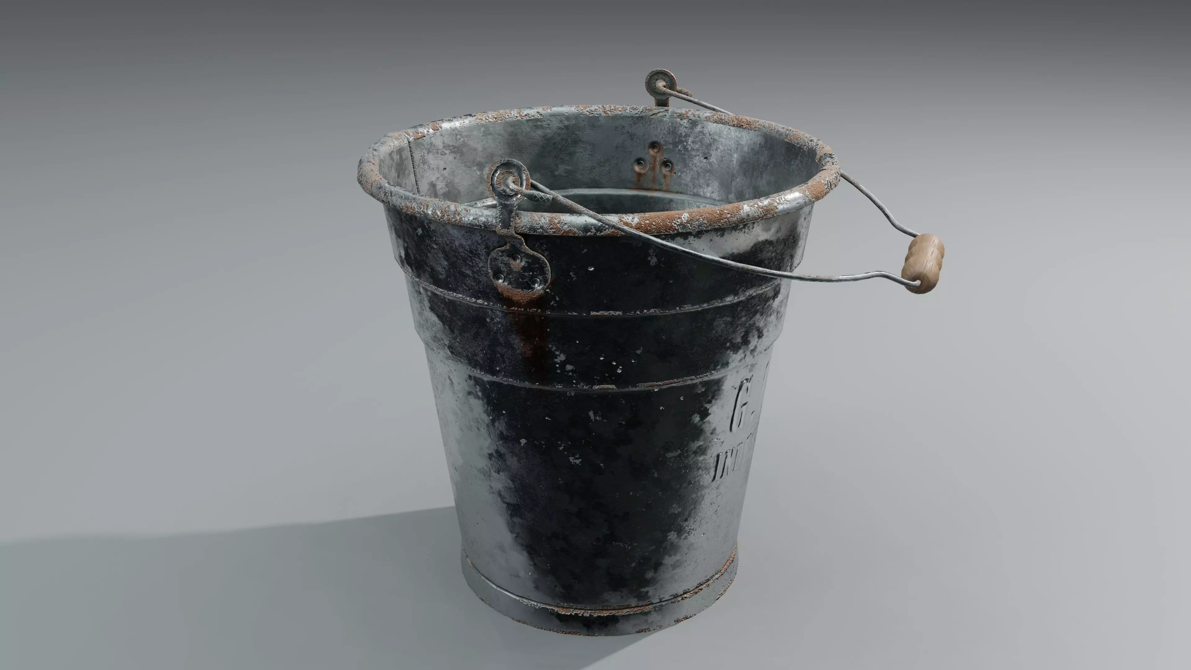 Aluminium Bucket Low-poly 3D model_0
