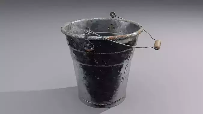 Aluminium Bucket Low-poly 3D model