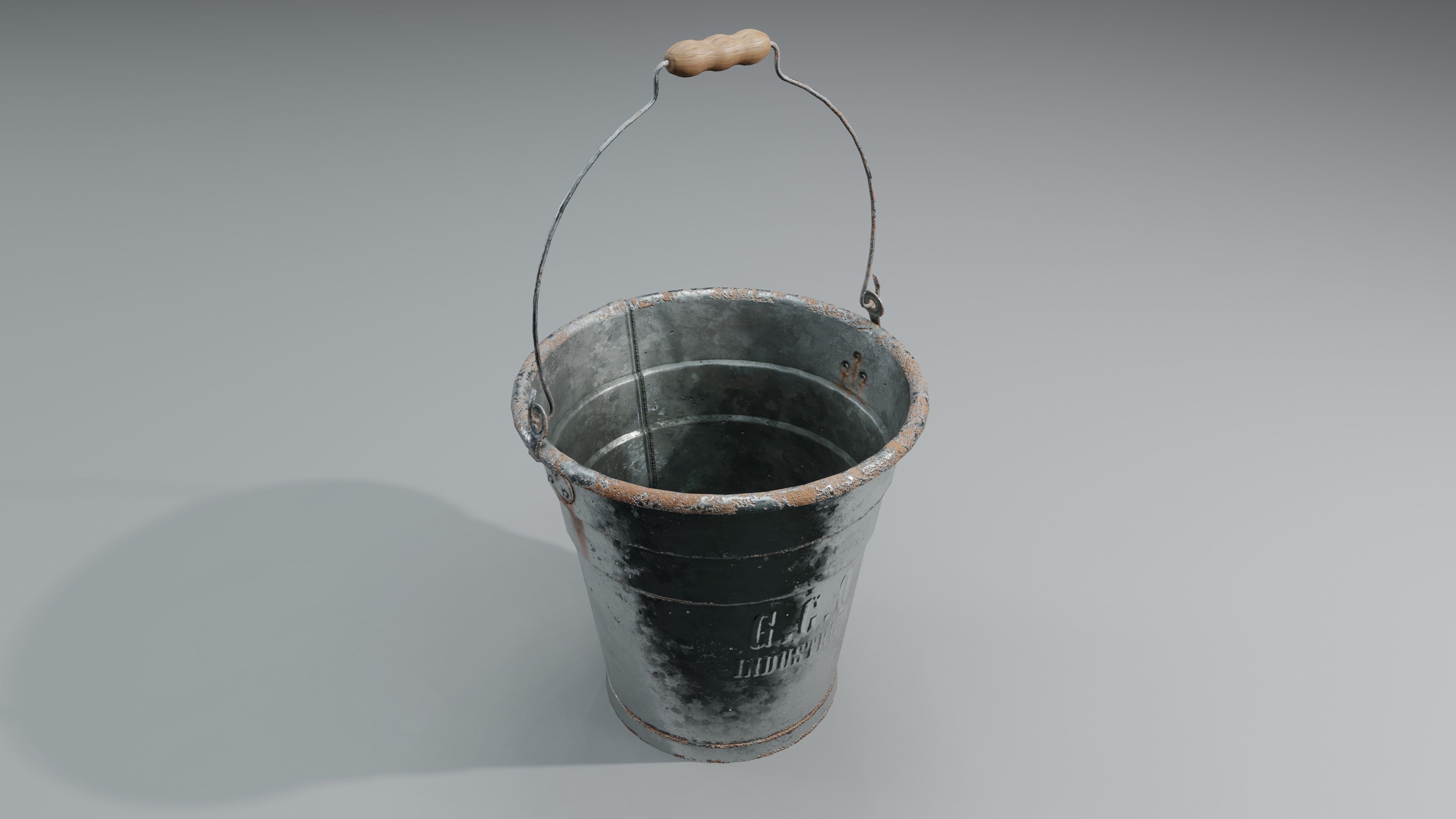 Aluminium Bucket Low-poly 3D model_16