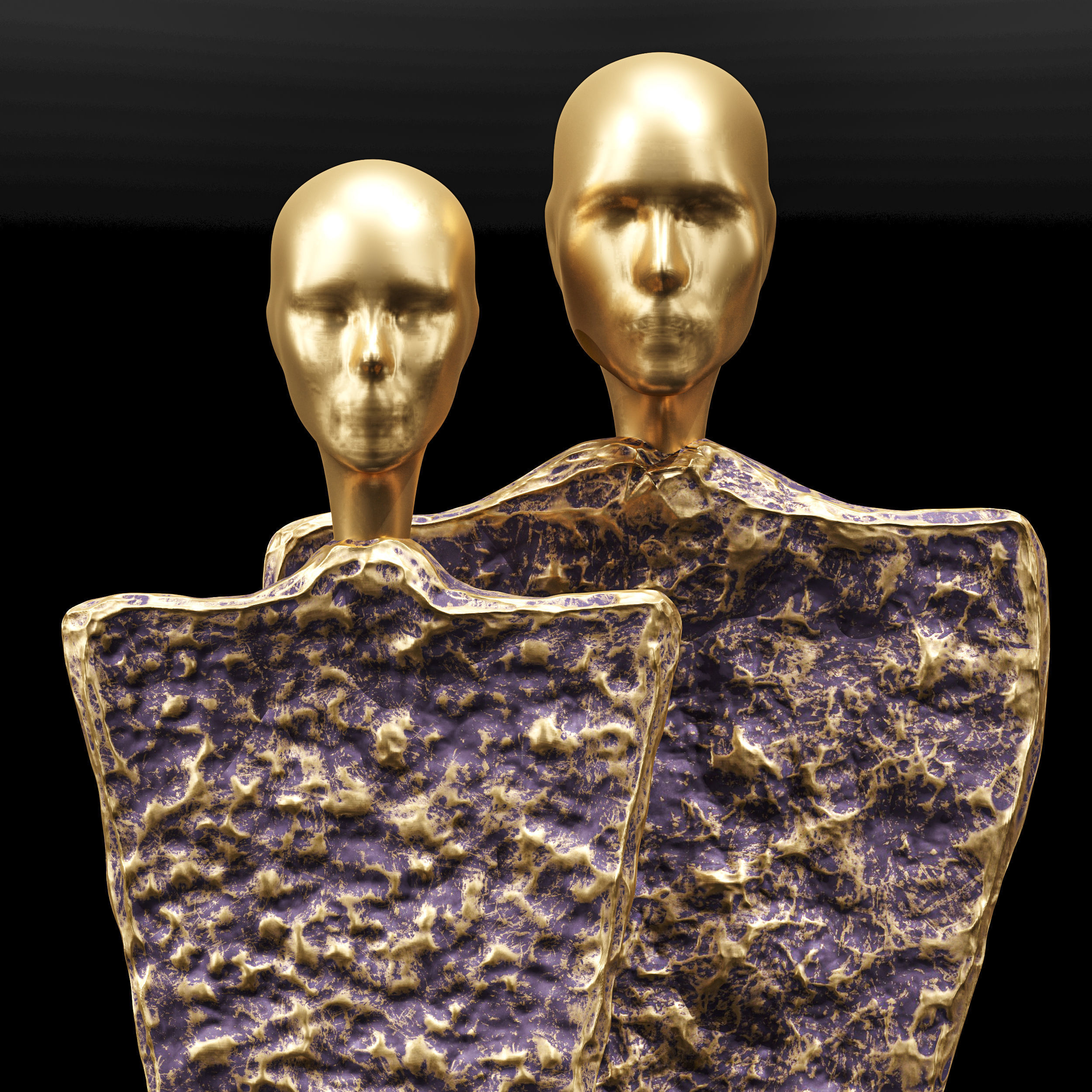Couples Figure Sculpture 2 3D model_2