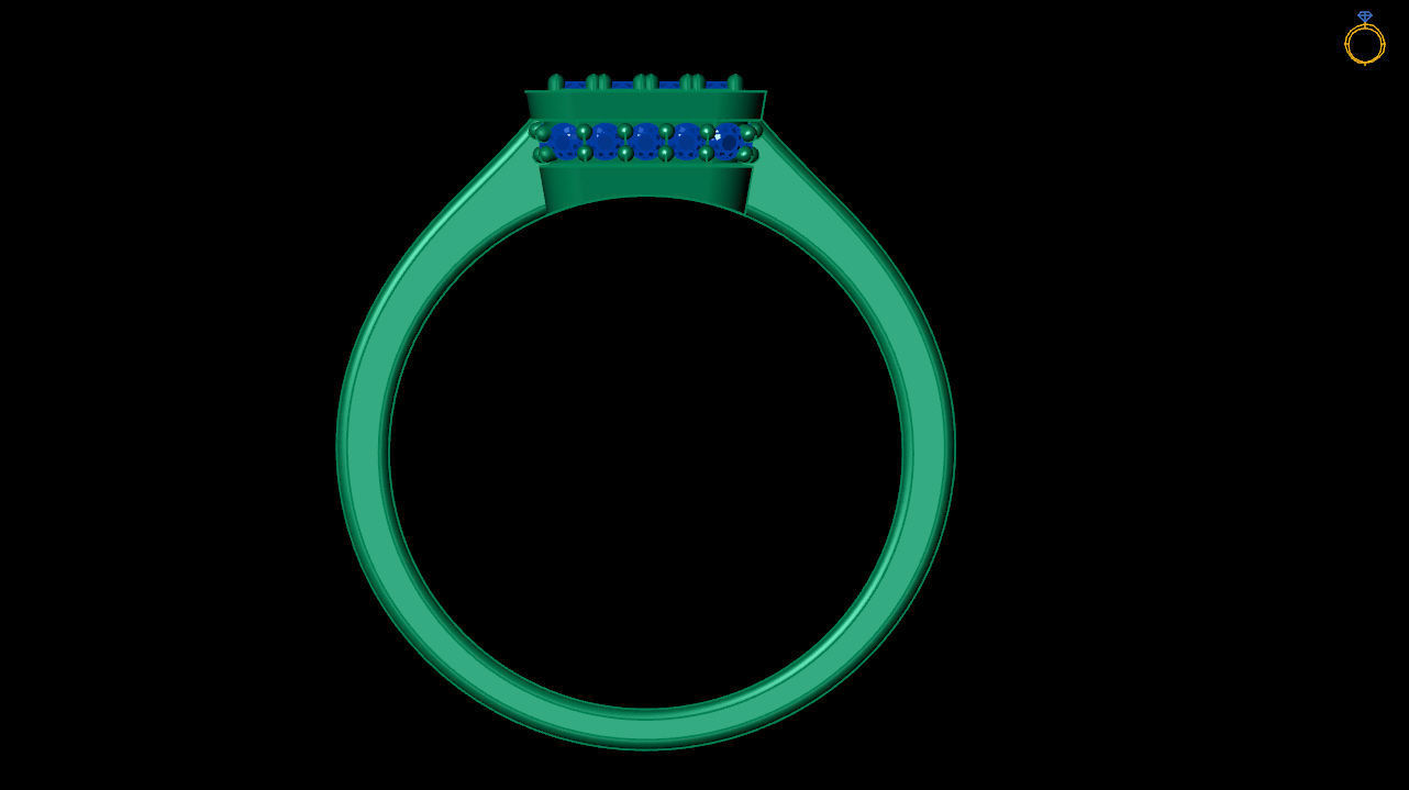 Micro pave ring - Square shaped ring  3d file 3D print model_3