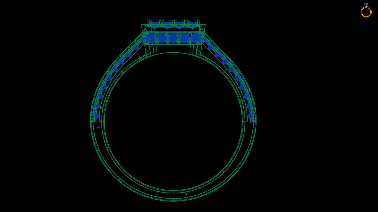 Micro pave ring - Square shaped ring  3d file 3D print model_6
