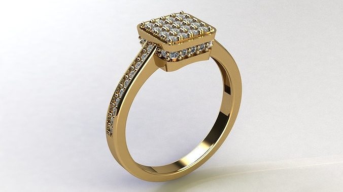 Micro pave ring - Square shaped ring  3d file 3D print model