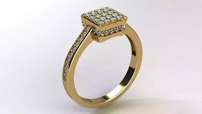 Micro pave ring - Square shaped ring  3d file 3D print model