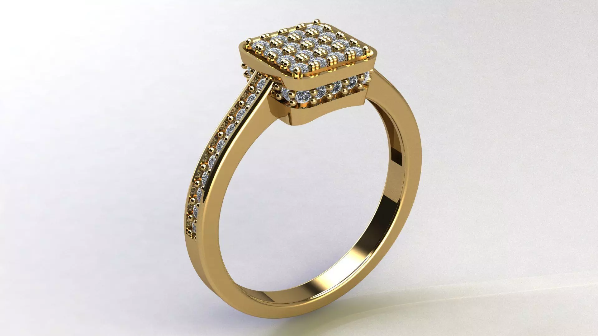 Micro pave ring - Square shaped ring  3d file 3D print model_0