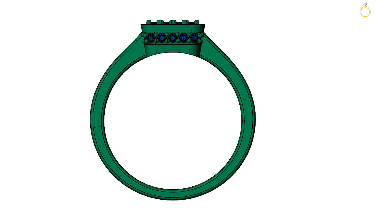 Micro pave ring - Square shaped ring  3d file 3D print model_10