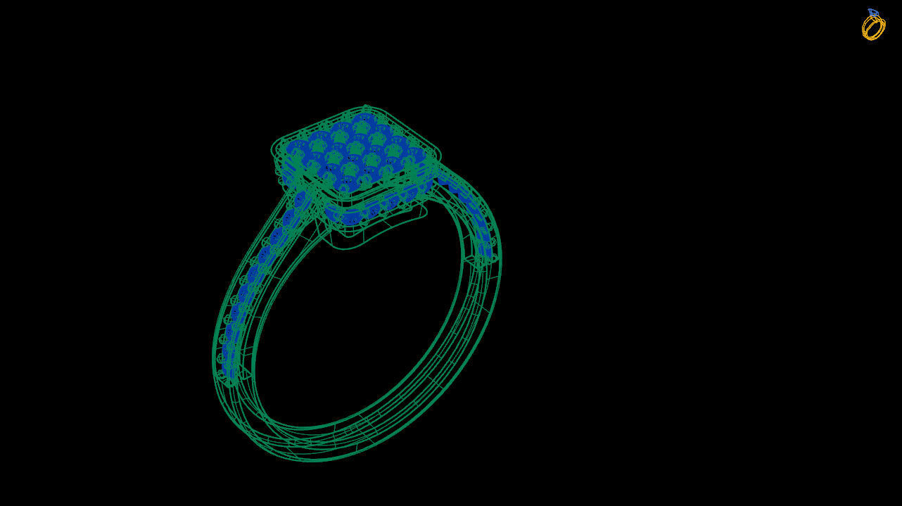 Micro pave ring - Square shaped ring  3d file 3D print model_5