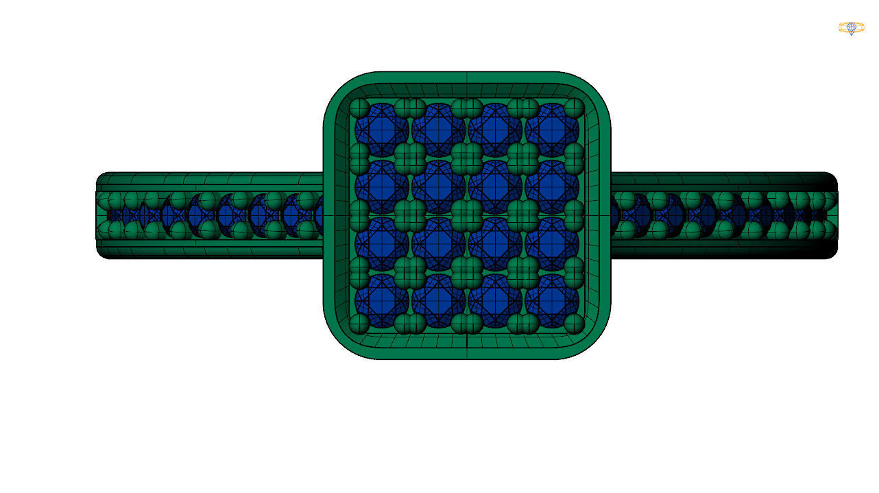 Micro pave ring - Square shaped ring  3d file 3D print model_8