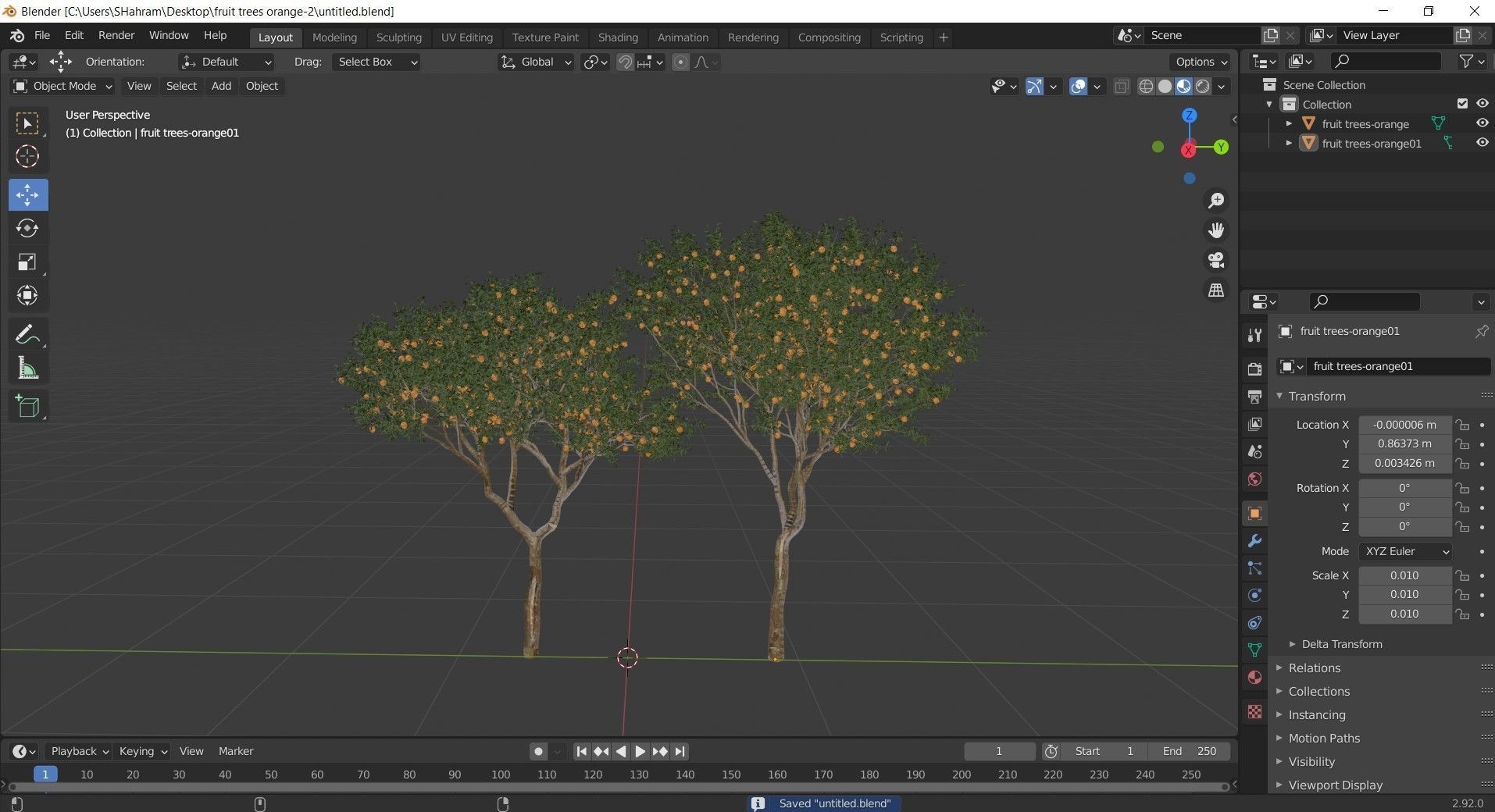 fruit trees orange 2 3D model_4
