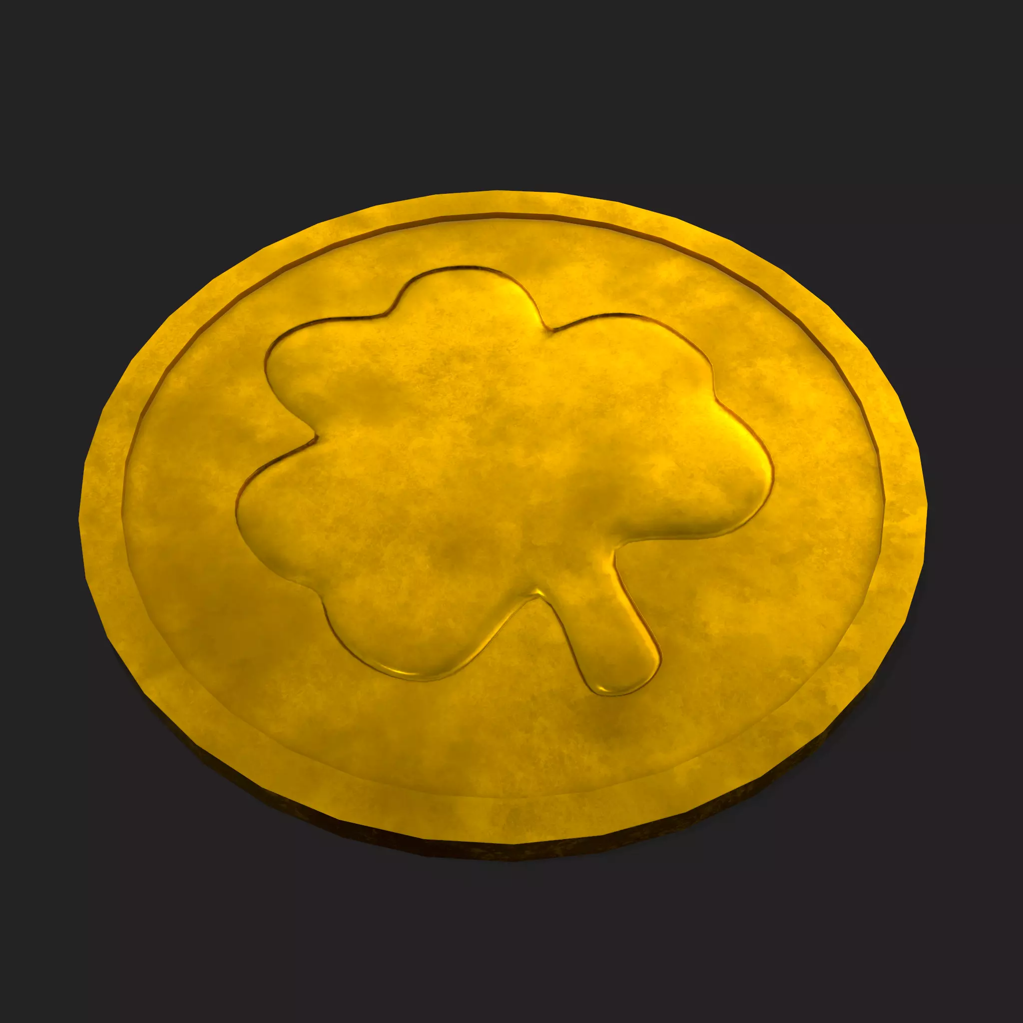 Lucky Gold Coin  Low-poly 3D model_0