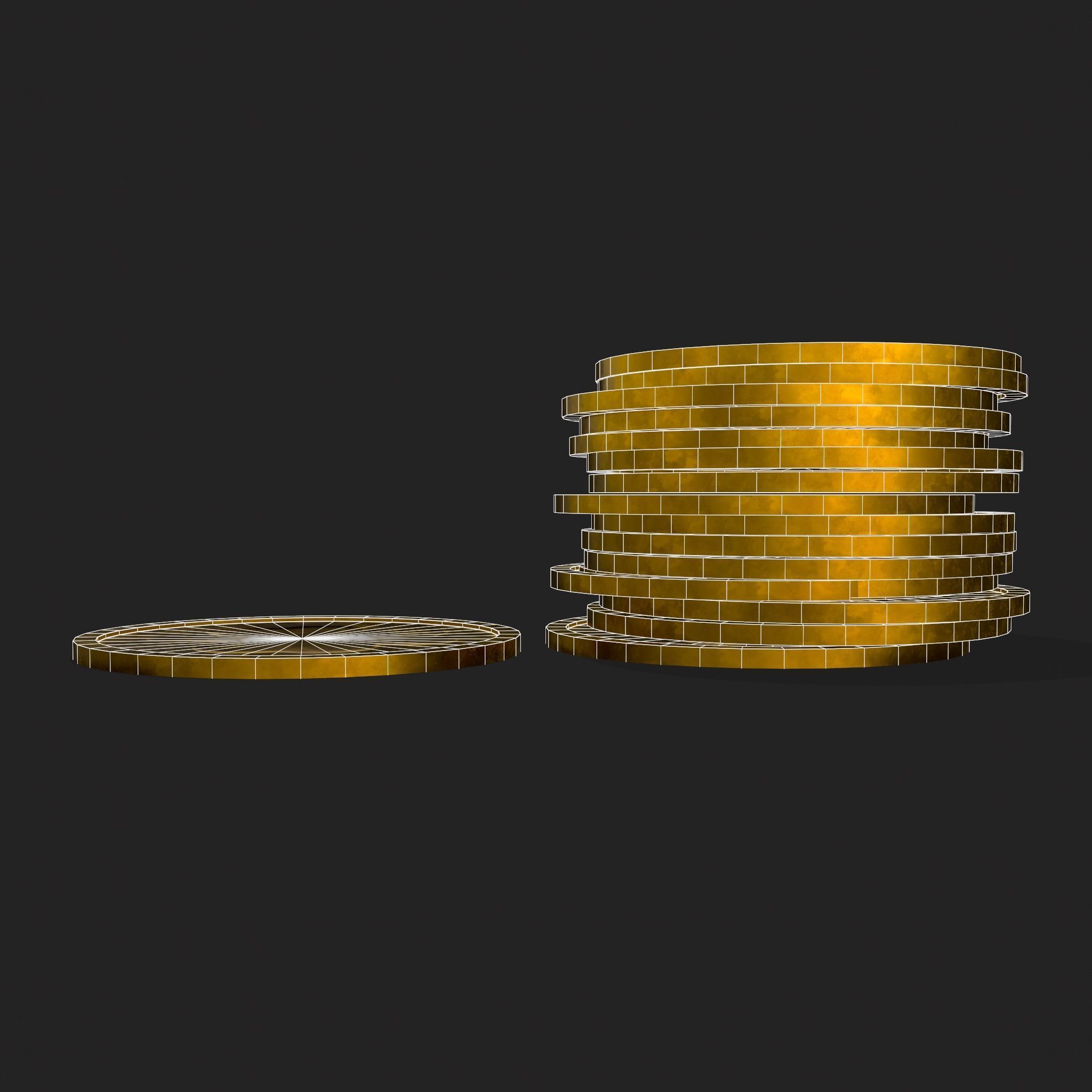 Lucky Gold Coin  Low-poly 3D model_14