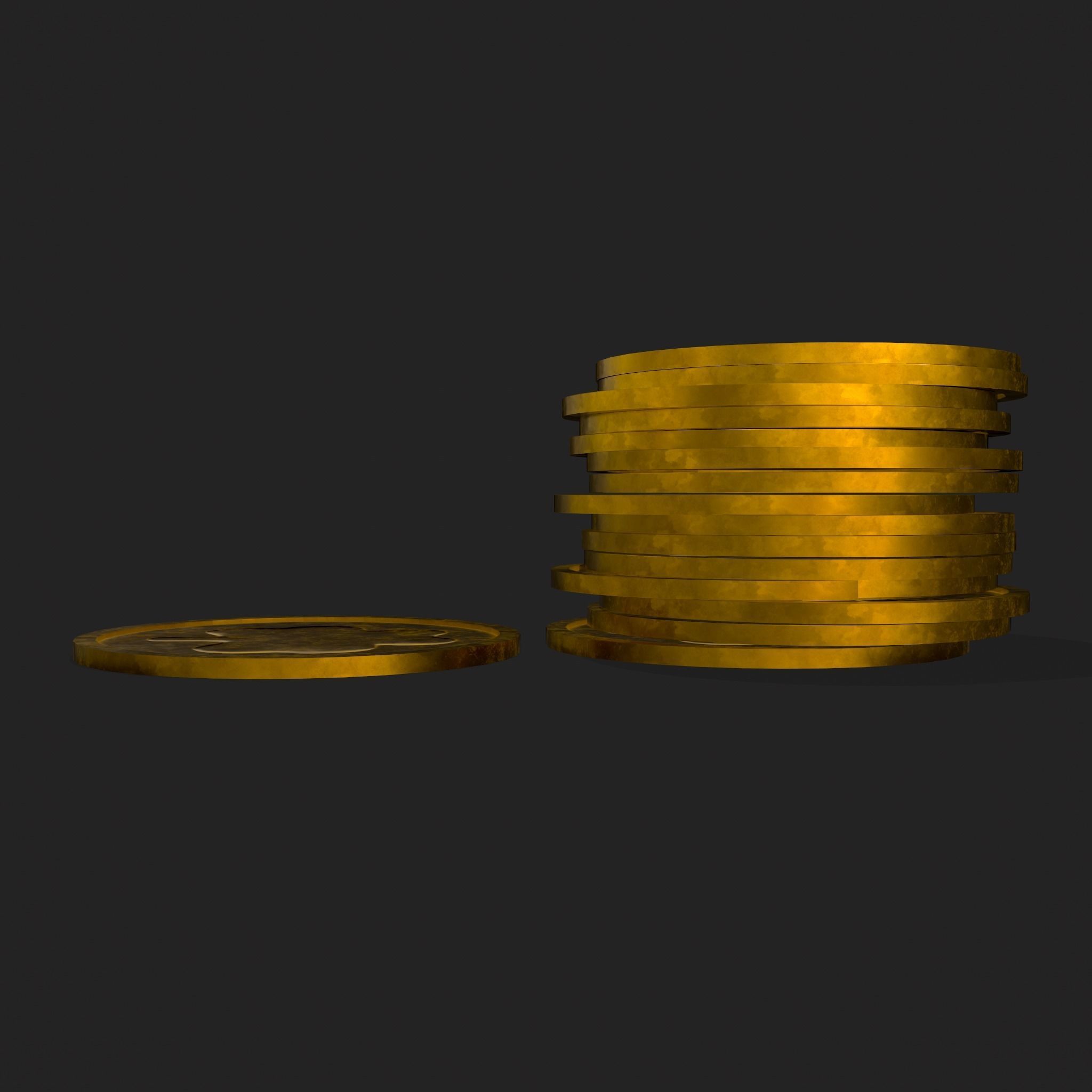 Lucky Gold Coin  Low-poly 3D model_13