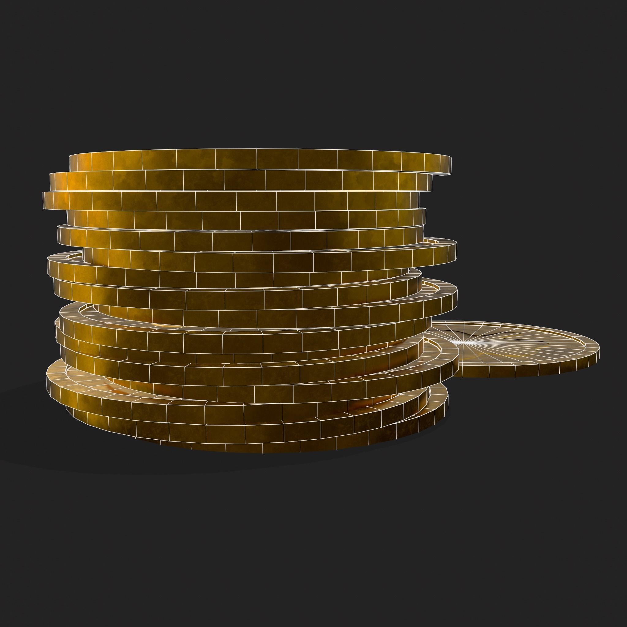 Lucky Gold Coin  Low-poly 3D model_24