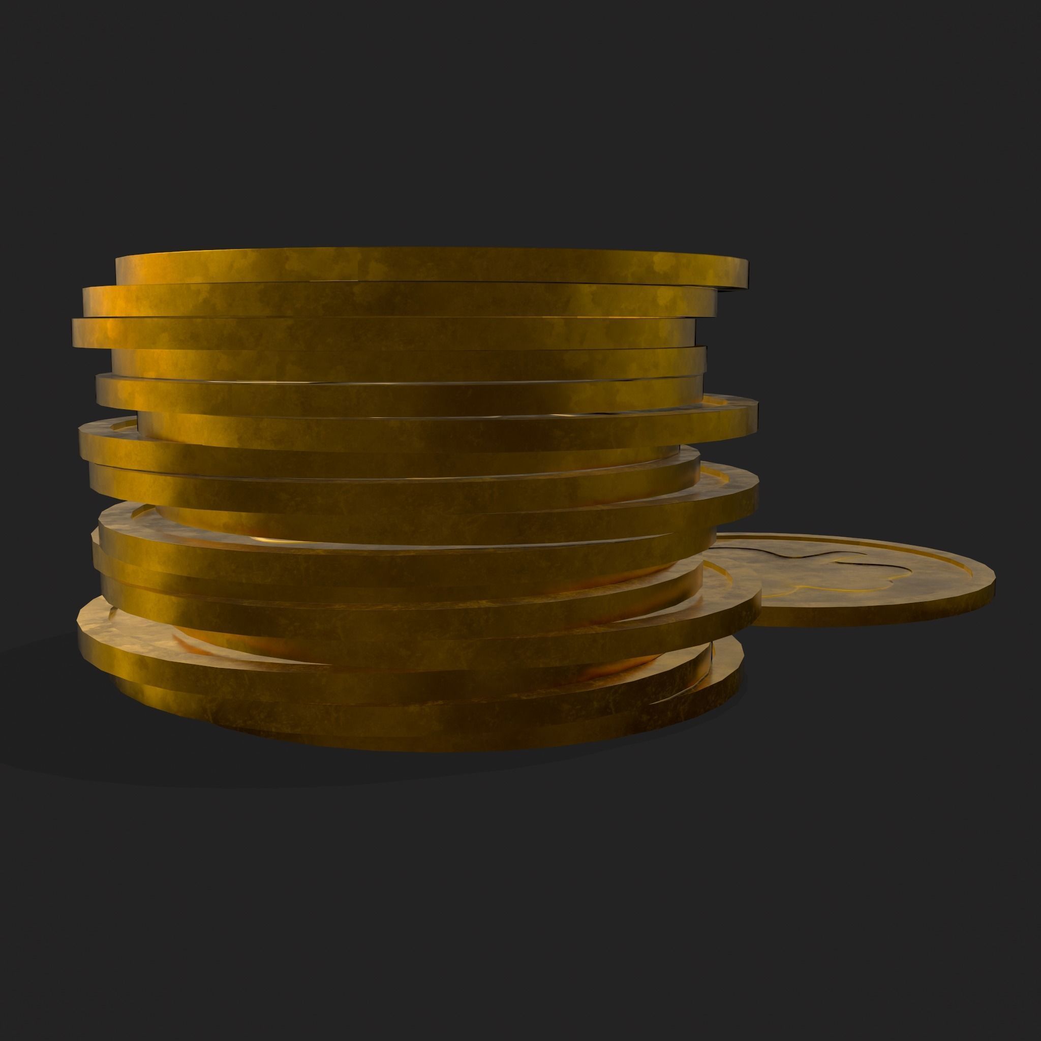 Lucky Gold Coin  Low-poly 3D model_23