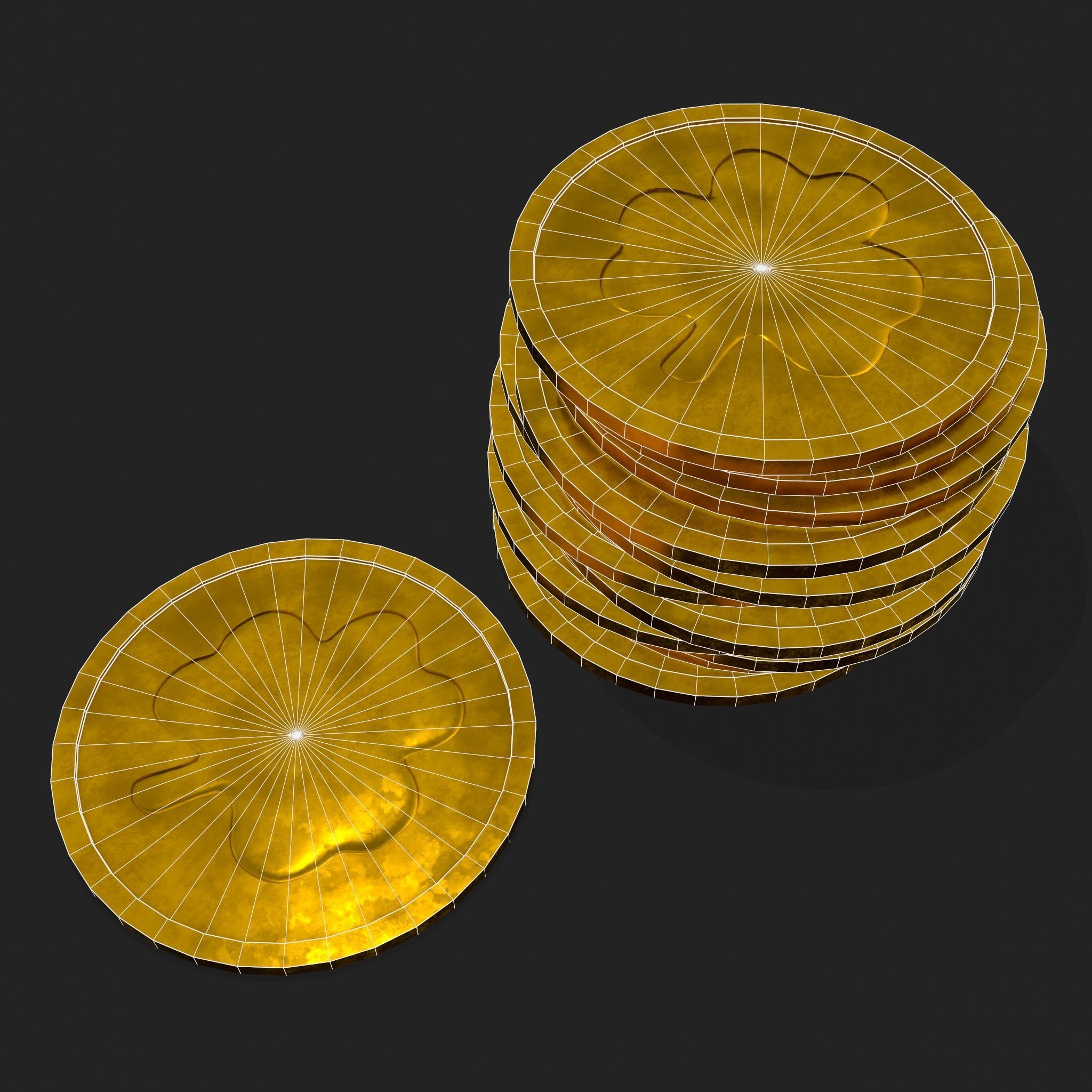 Lucky Gold Coin  Low-poly 3D model_22